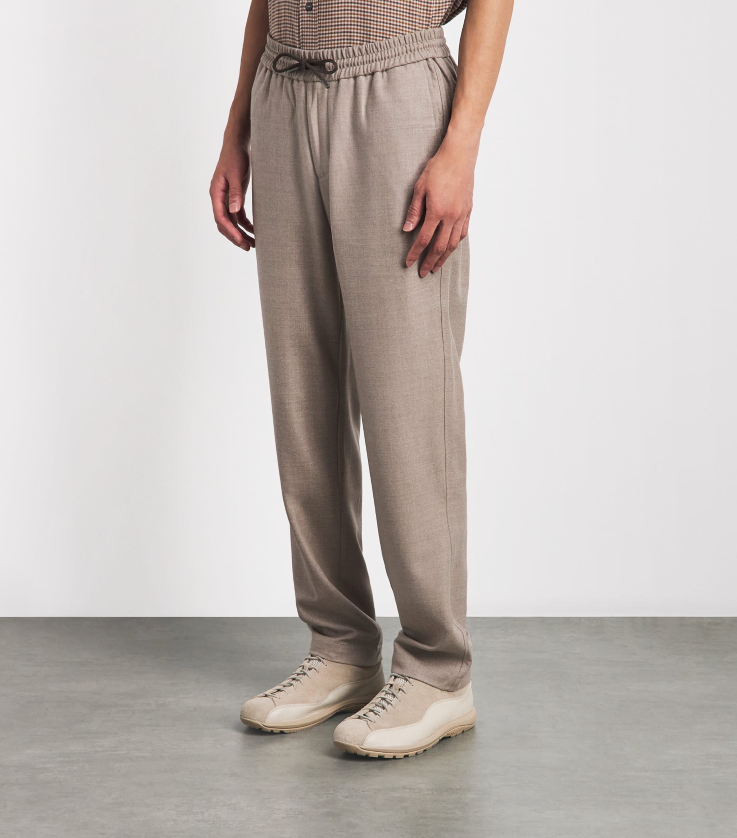 Sease Mens Stretch-Virgin Wool Mindset Drawstring Trousers Driftwood Image 4