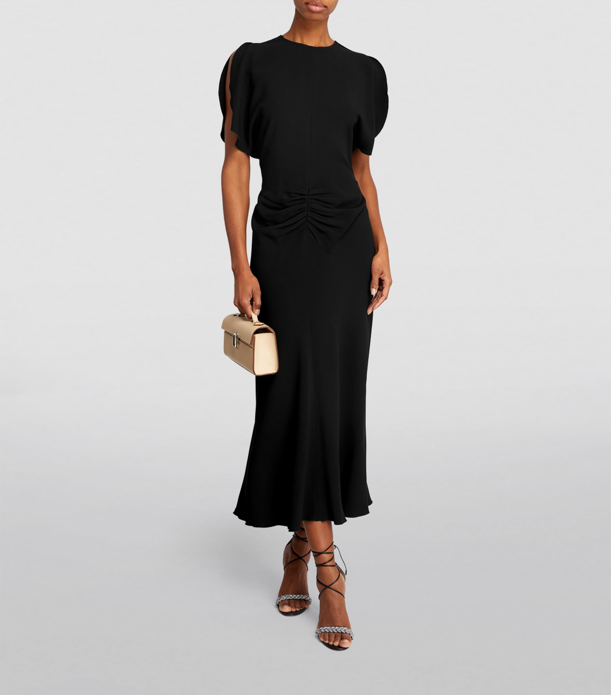 Victoria Beckham Womens Gathered Midi Dress Black Image 2