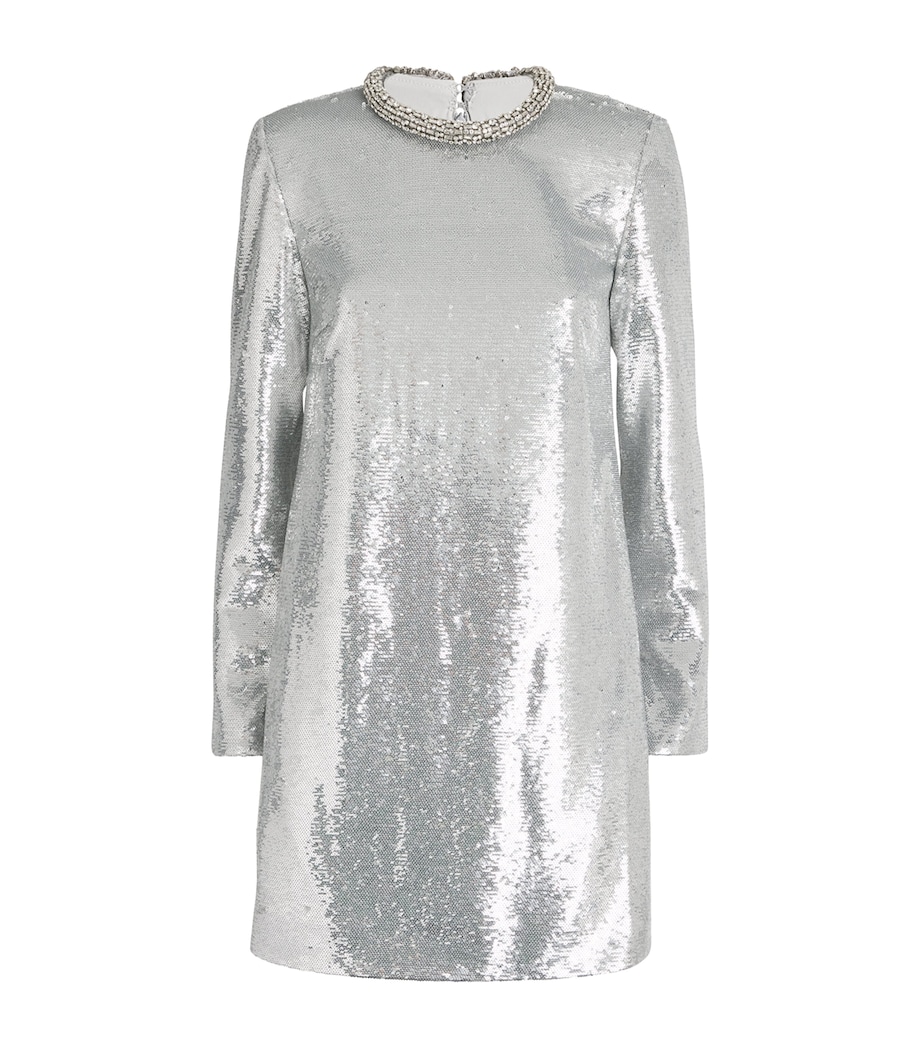 Long-Sleeve Embellished Mini Dress SILVER Image 1