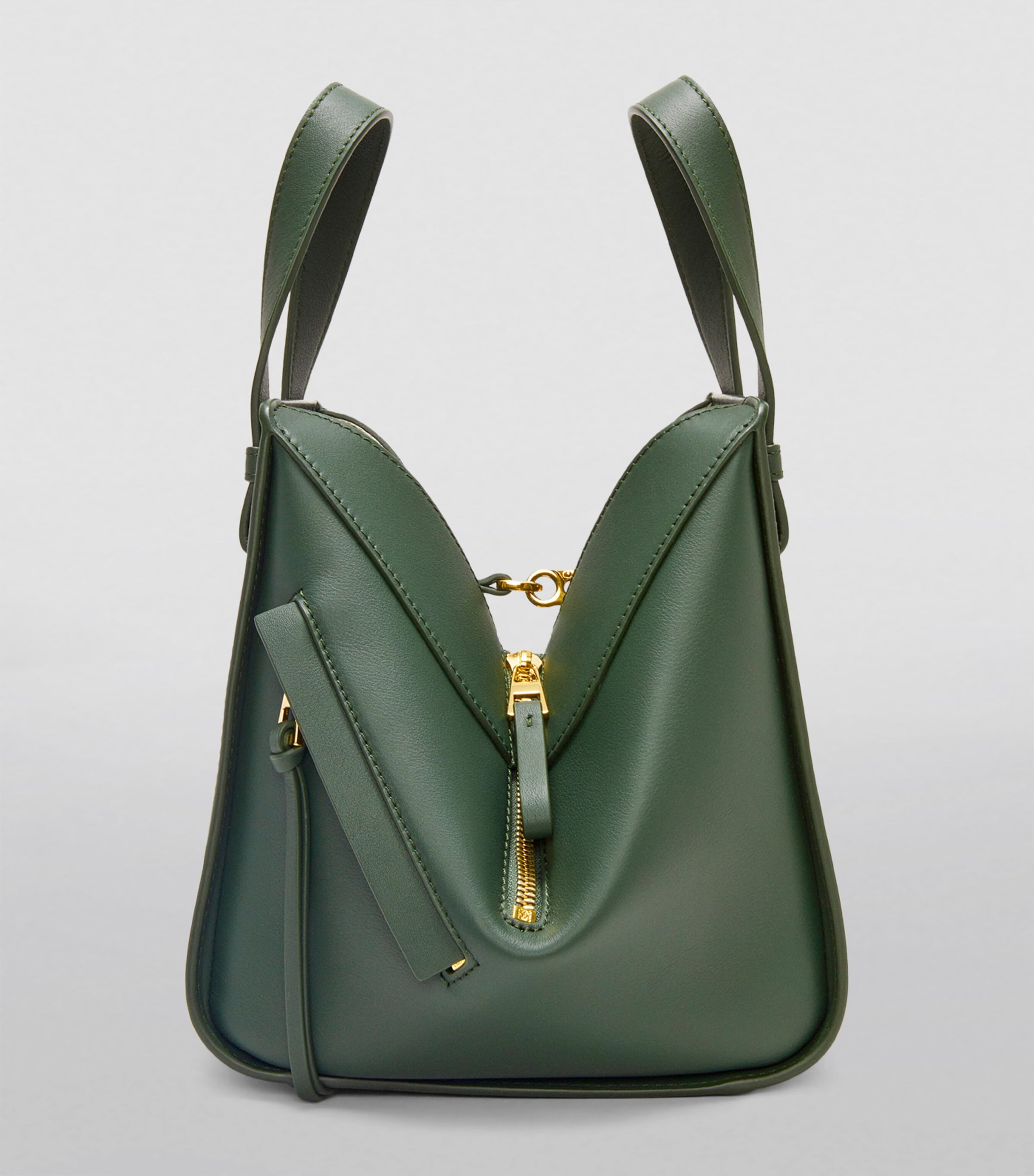 Leather Hammock Top-Handle Bag BOTTLE GREEN Image 6