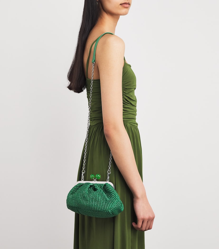 Small Raffia-Effect Pasticcino Bag GREEN Image 5