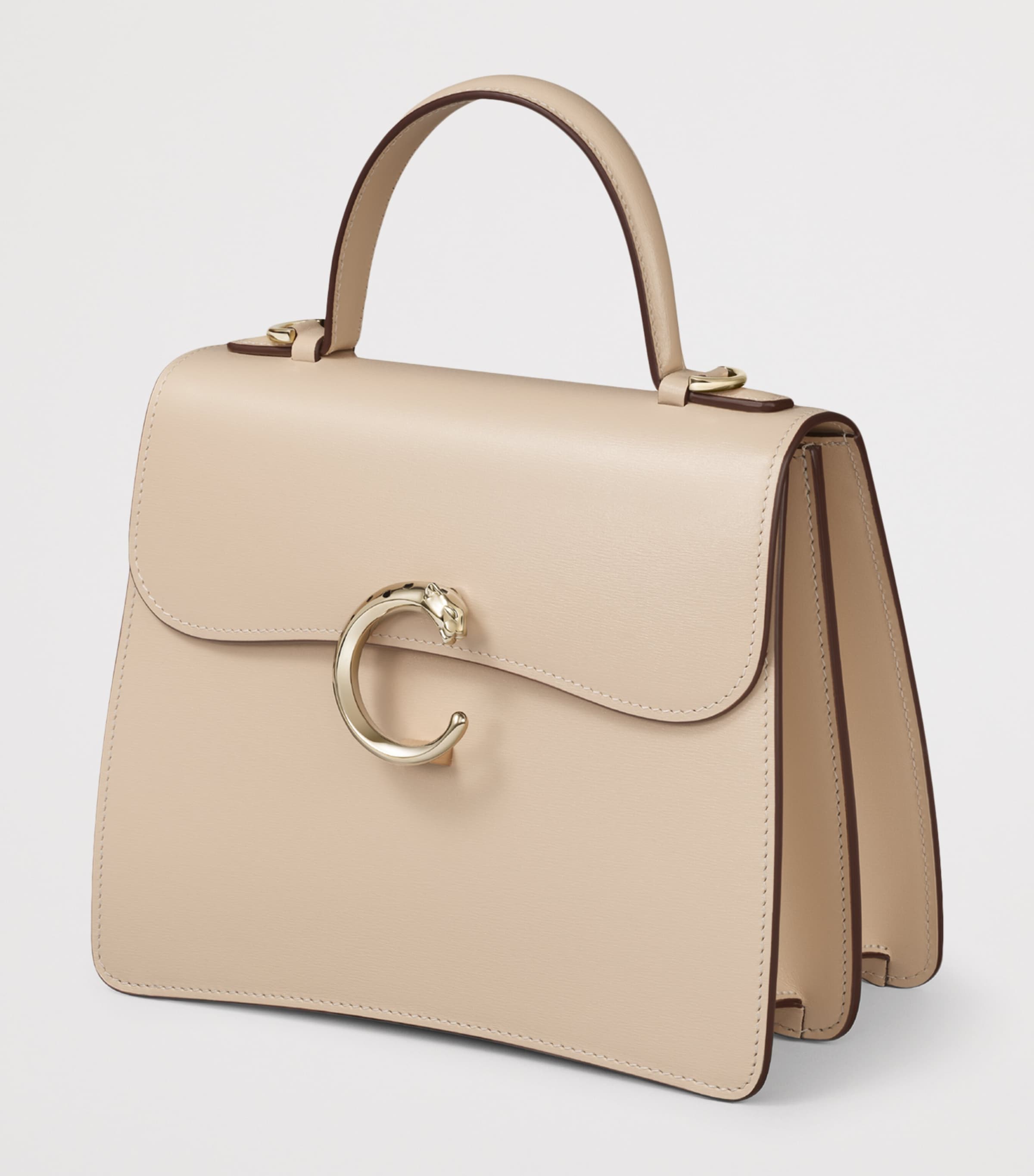 Cartier Womens Small Leather Panthère De Cartier Top-Handle Bag Cord Beige Image 3