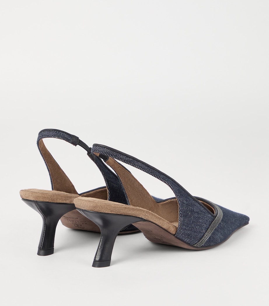 Denim-Effect Slingback Pumps 55 C001 Image 4