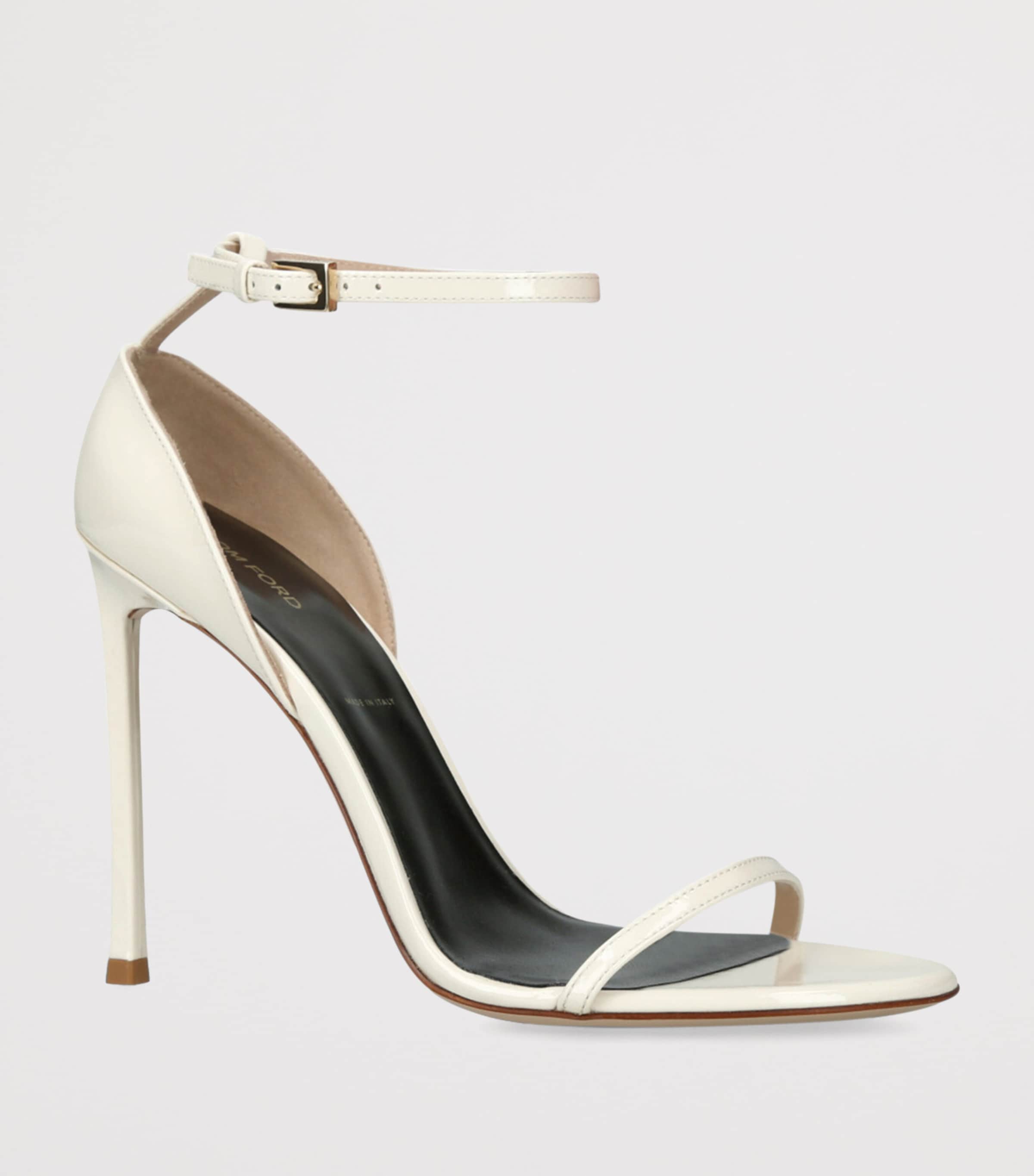 TOM FORD Patent Leather Vertigo Heeled Sandals 105 Bone Image 3