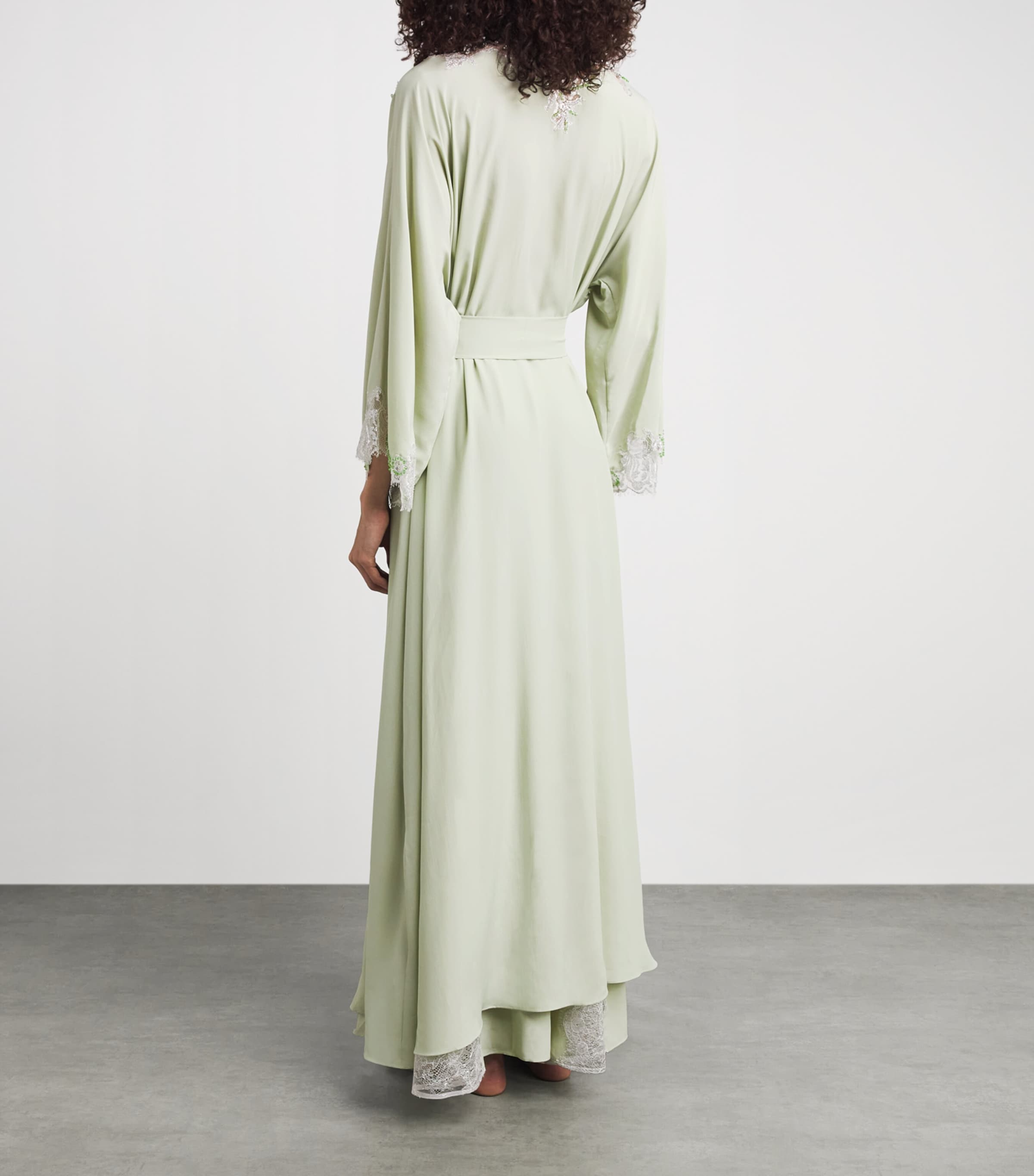 Rosamosario Womens Silk Georgette Regina Effat Robe Pistacchio Green Image 4