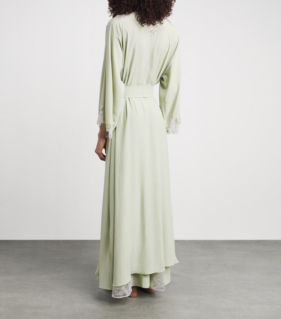 Rosamosario Womens Silk Georgette Regina Effat Robe Pistacchio Green Image 4
