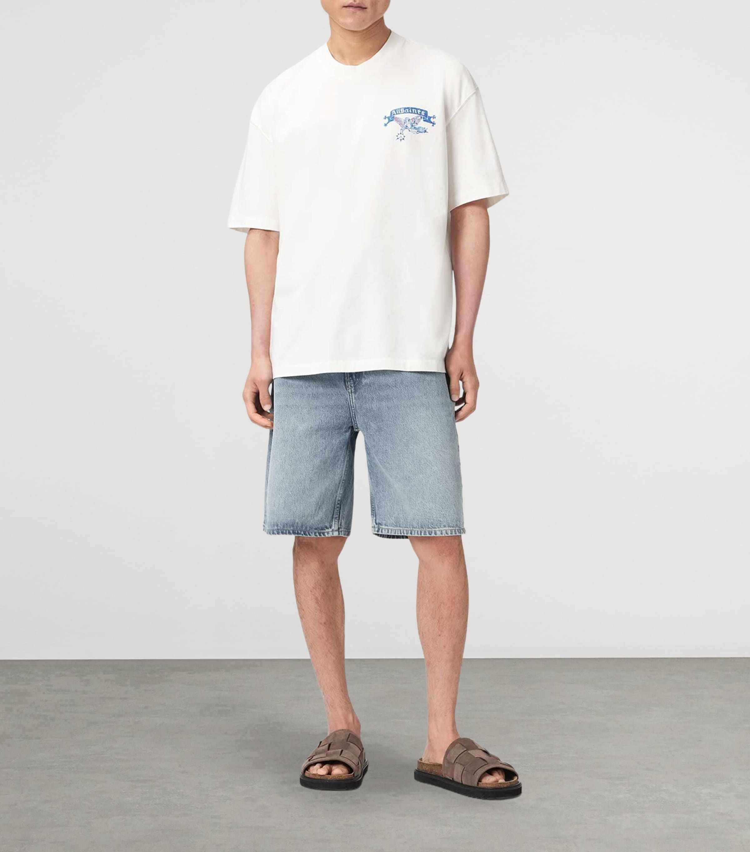 AllSaints Mens Organic Cotton Cray T-Shirt Chalk White Image 2