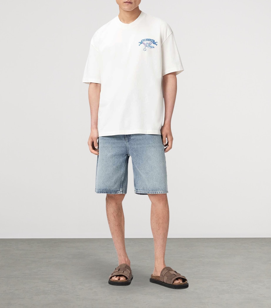 AllSaints Mens Organic Cotton Cray T-Shirt Chalk White Image 2