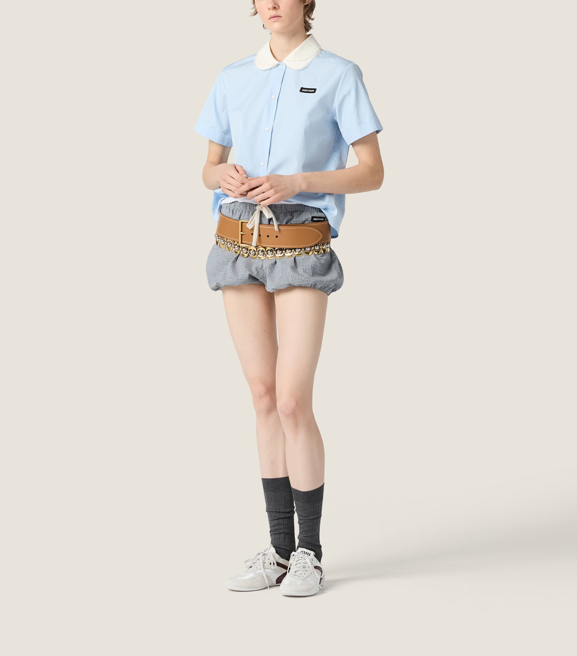 Miu Miu Womens Cotton Poplin Logo Shirt Image 2
