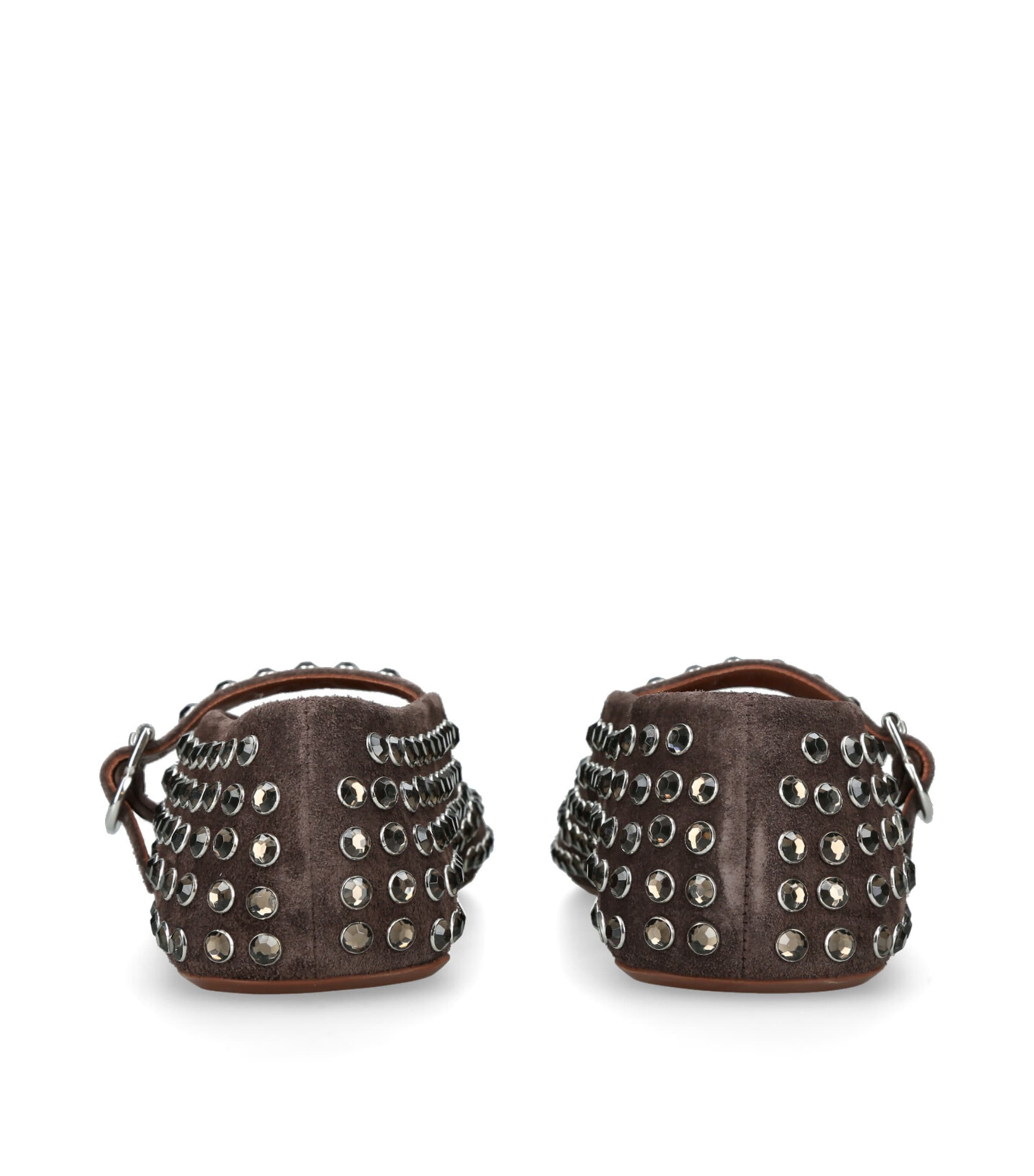 Crystal-Embellished Ballet Flats DARK BROWN Image 2