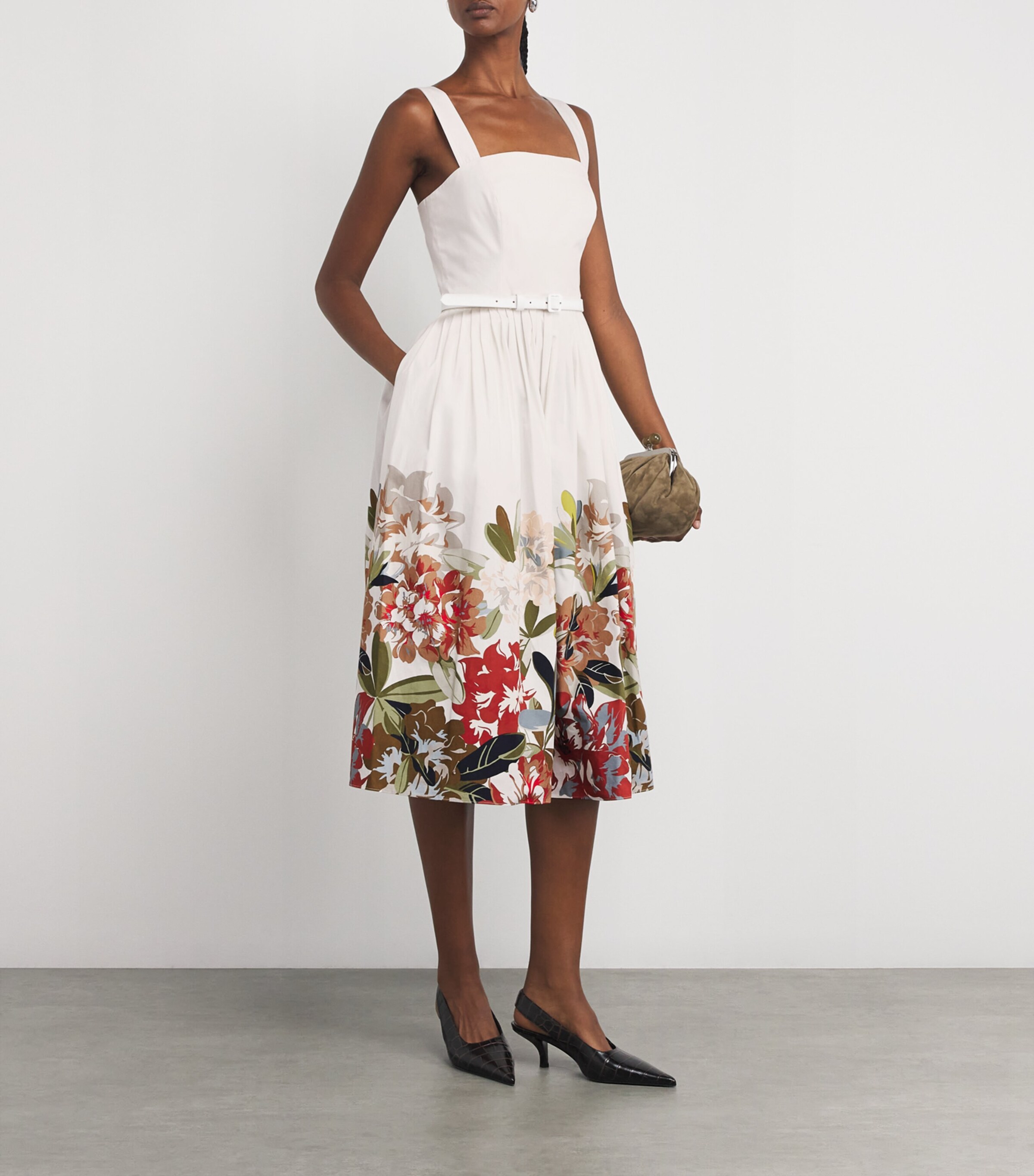 Cotton Printed Poplin Hoban Dress WHMUL WHITE/MULTI Image 2