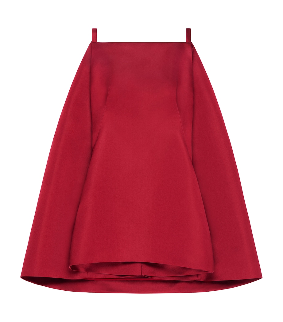 Silk Cape Mini Dress DARK RED Image 1