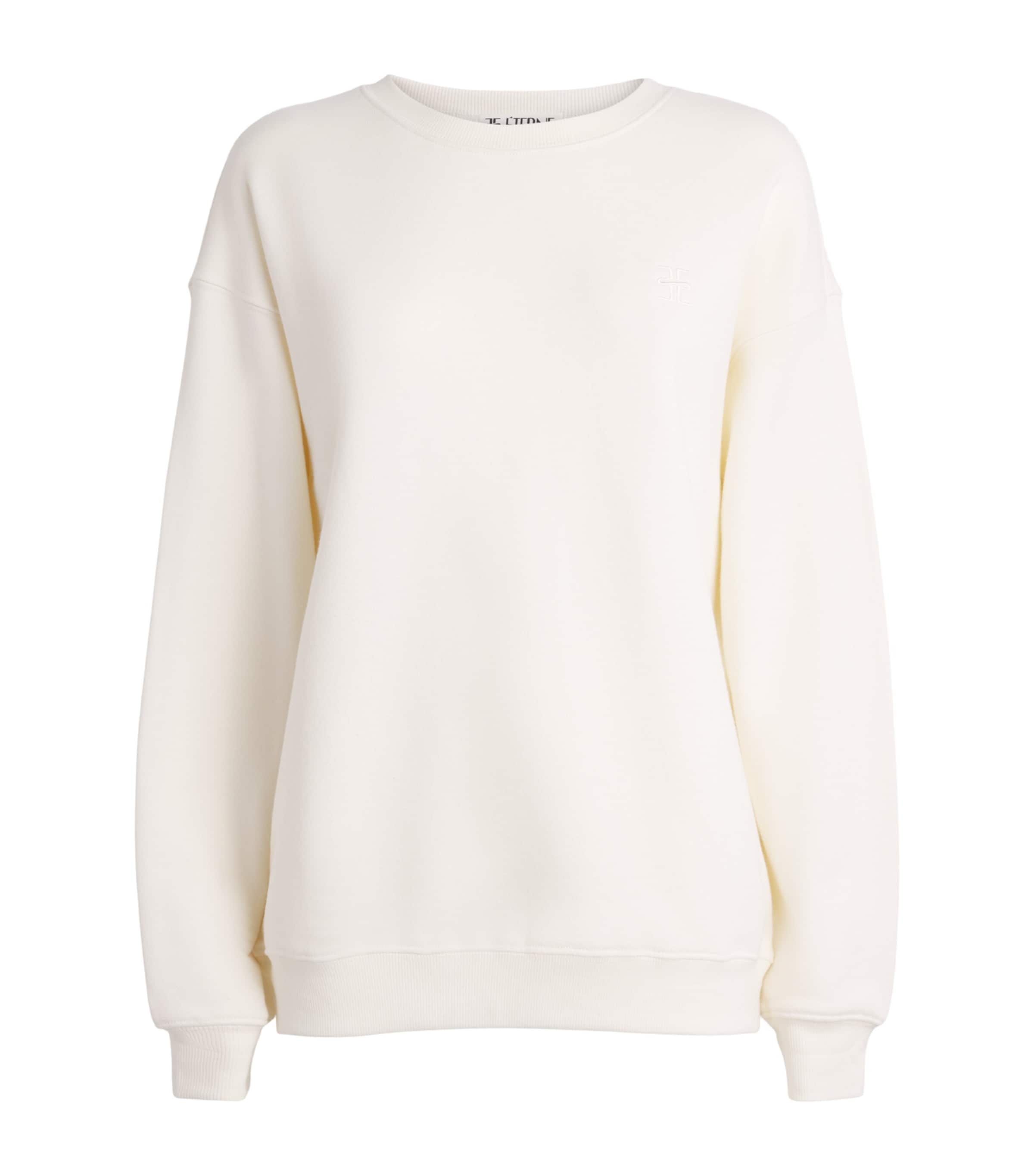 ÉTERNE Womens Cotton Oversized Sweatshirt Crm Cream Image 1