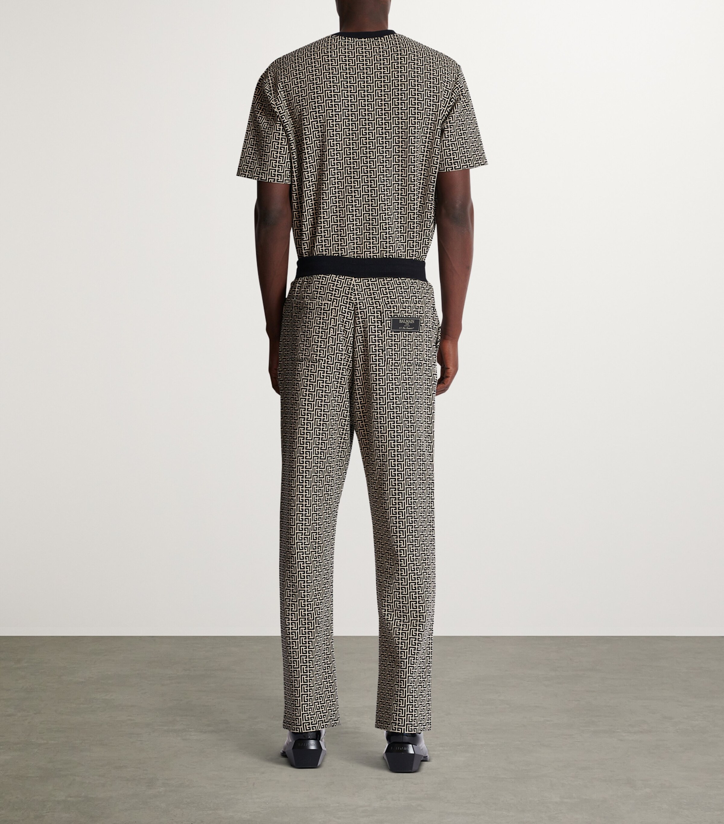 Balmain Mens Jacquard PB Labyrinth Sweatpants Gfe Ivoire/noir Image 6