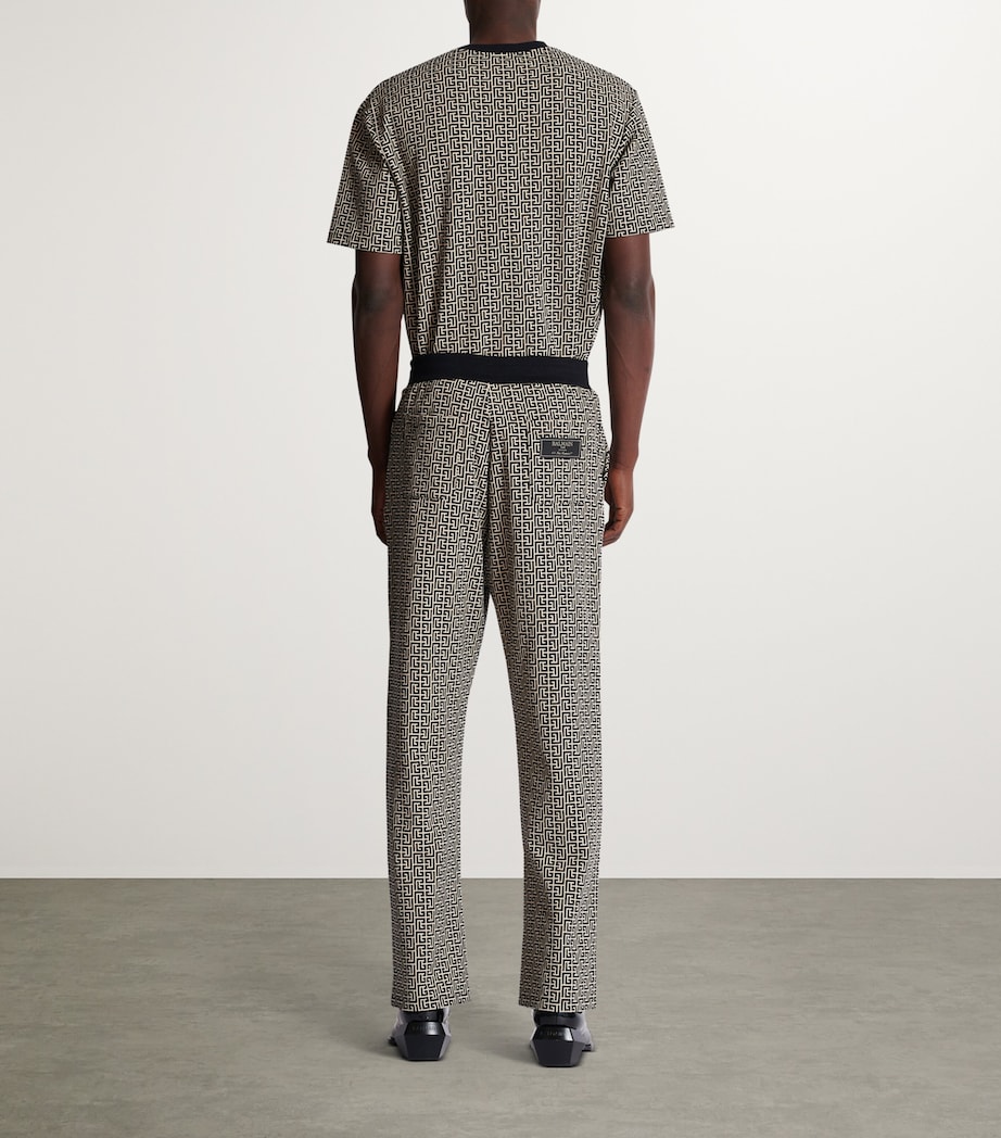 Balmain Mens Jacquard PB Labyrinth Sweatpants Gfe Ivoire/noir Image 6