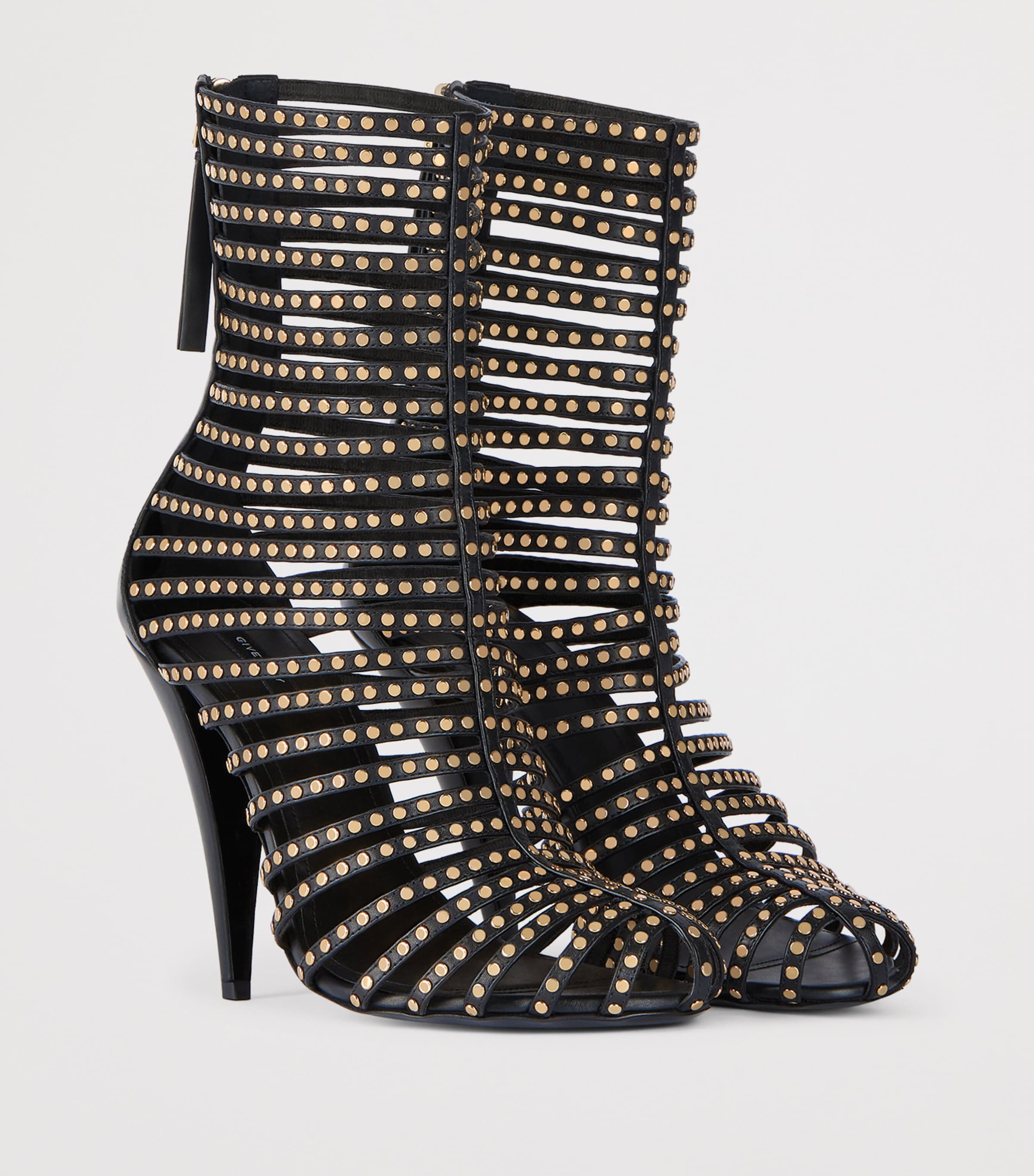 Leather Embellished-Strap Boots 95 BLACK Image 2
