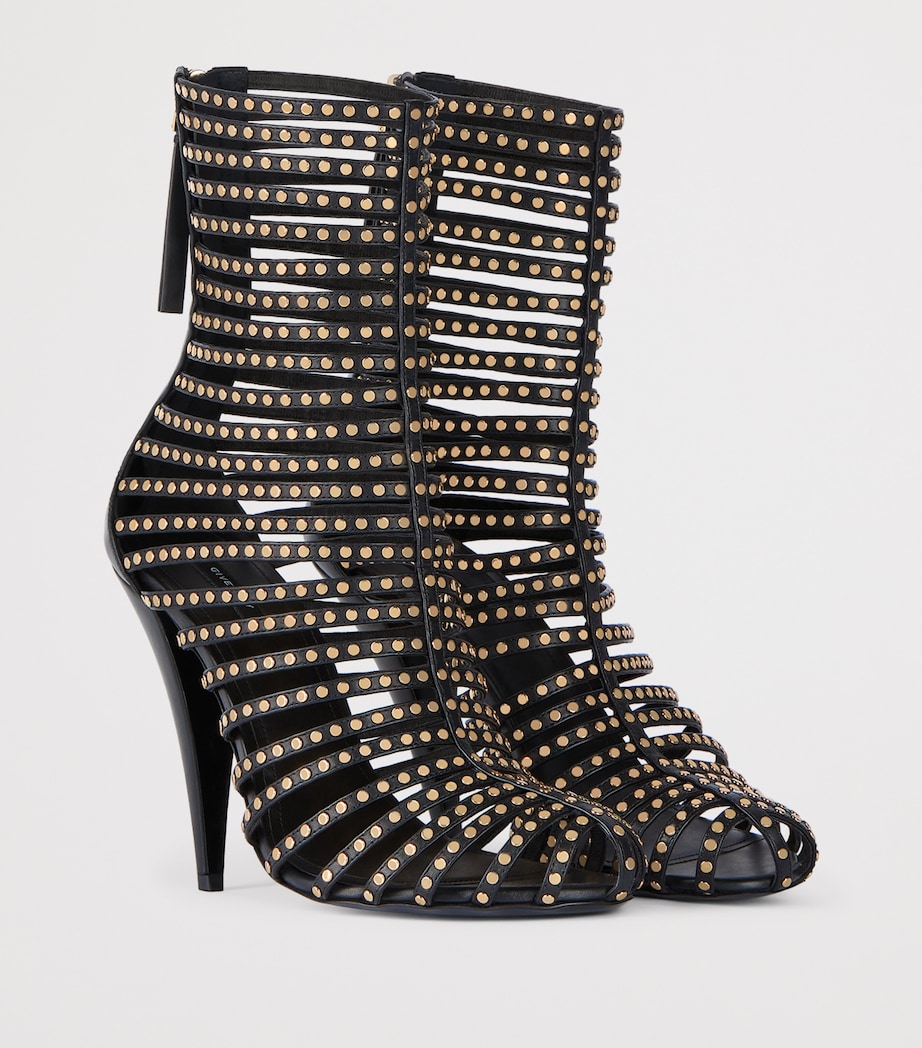 Leather Embellished-Strap Boots 95 BLACK Image 2