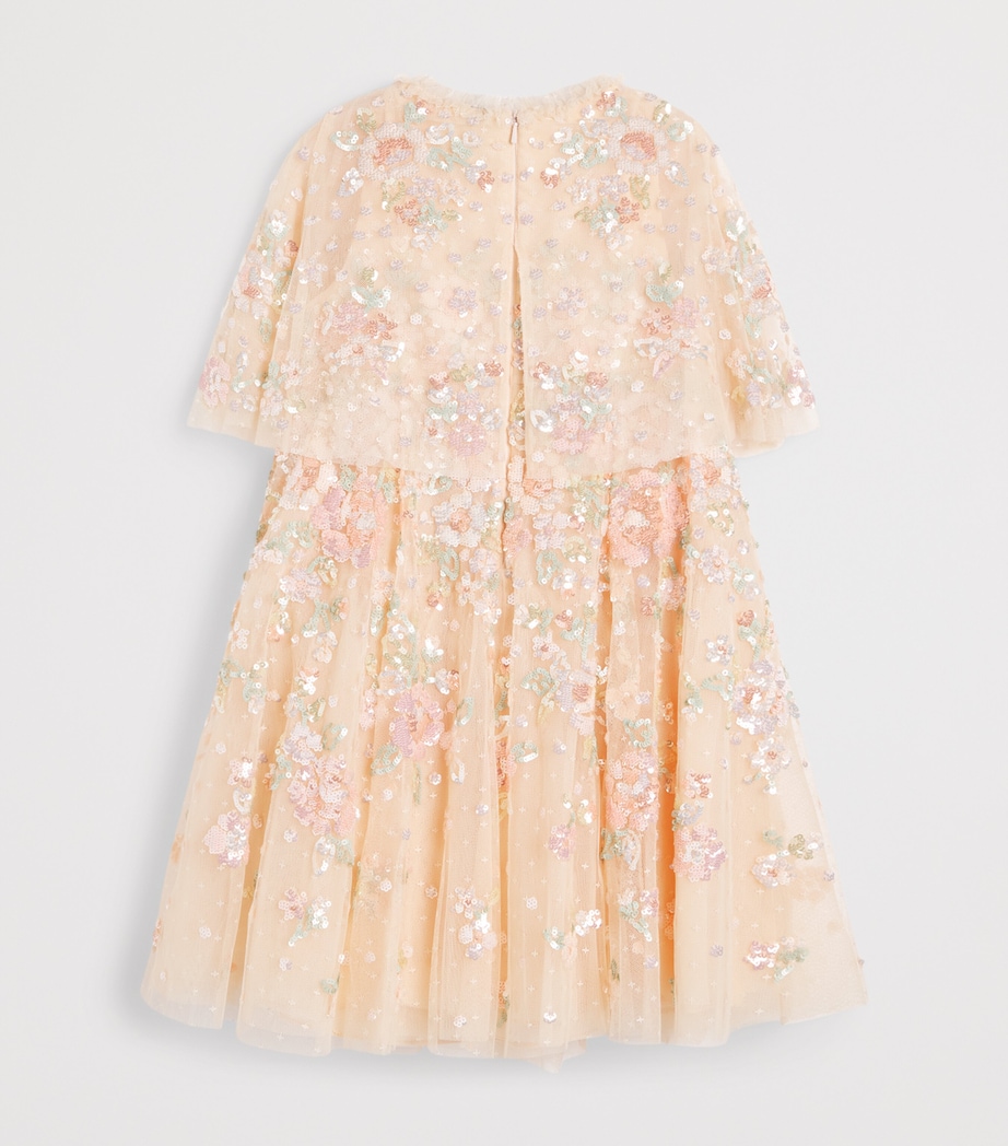 Needle & Thread Sequin Bouquet Cape Dress (8-12 Years) Apricot Blush/multi Image 2