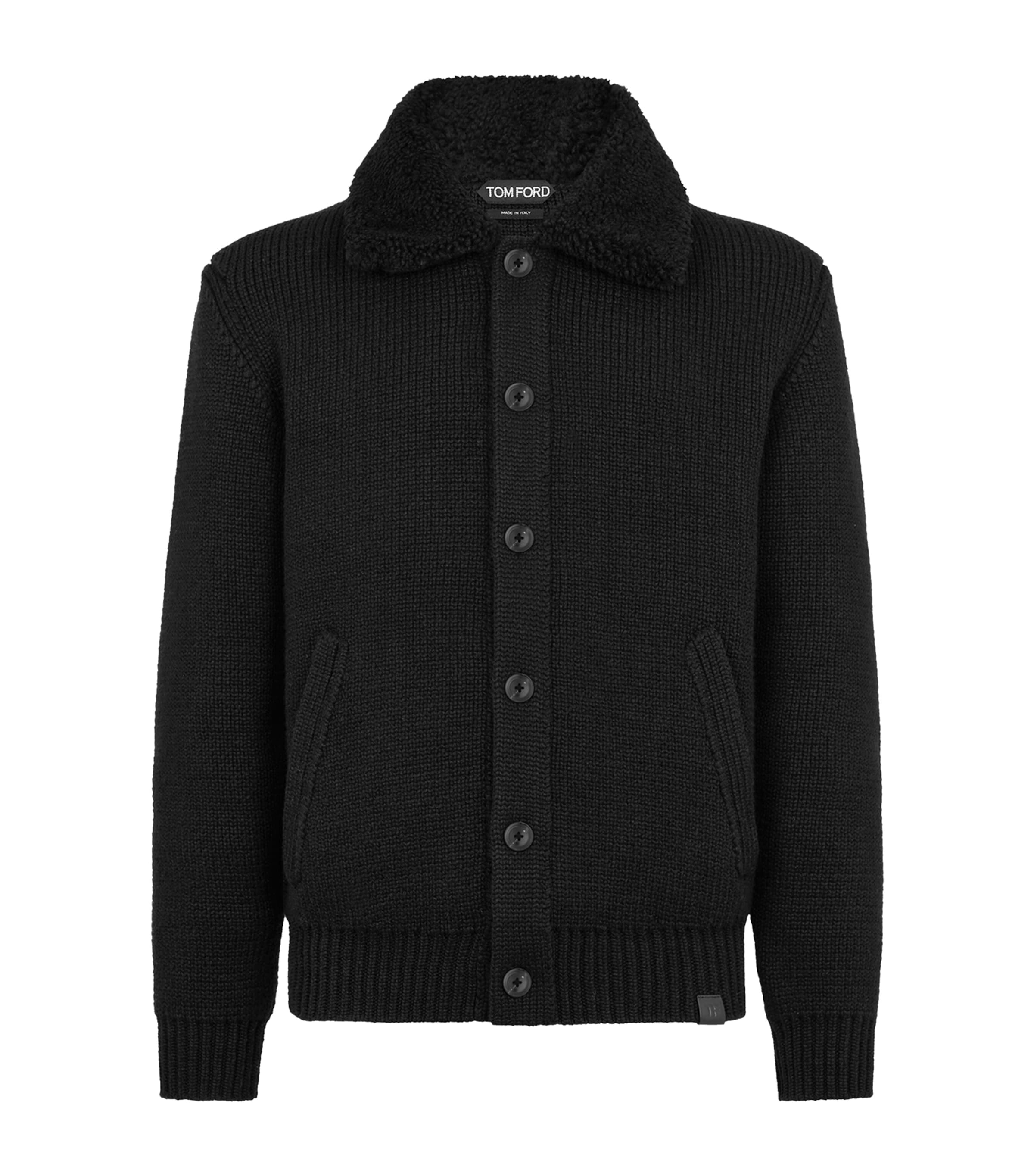 Tom Ford Shawl-collar Ribbed Silk And Wool-blend Cardigan In Black