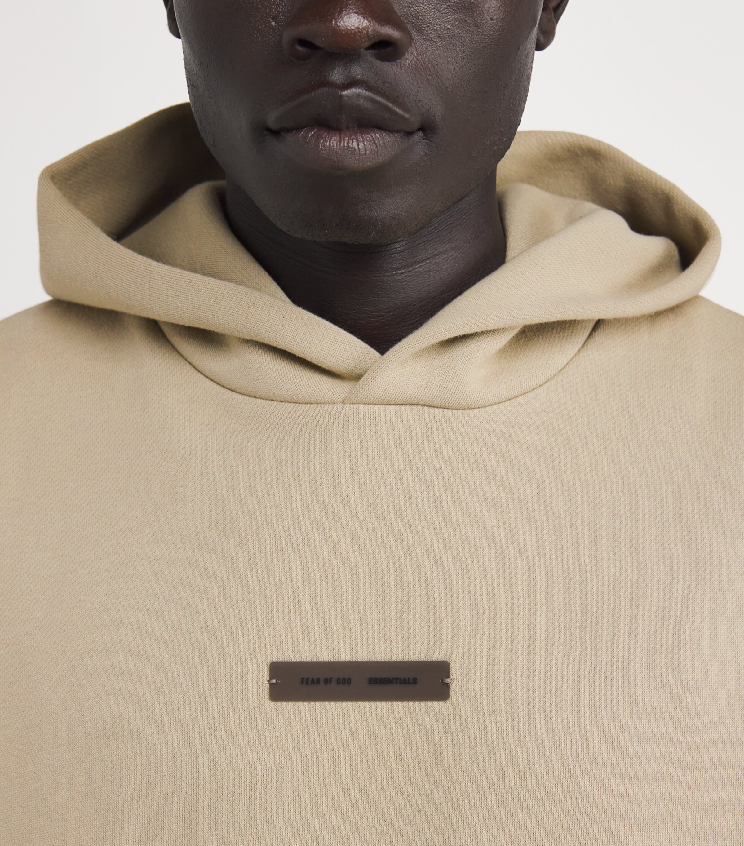 FEAR OF GOD ESSENTIALS Mens Cotton-Blend Logo Hoodie Abbey Stone Image 6