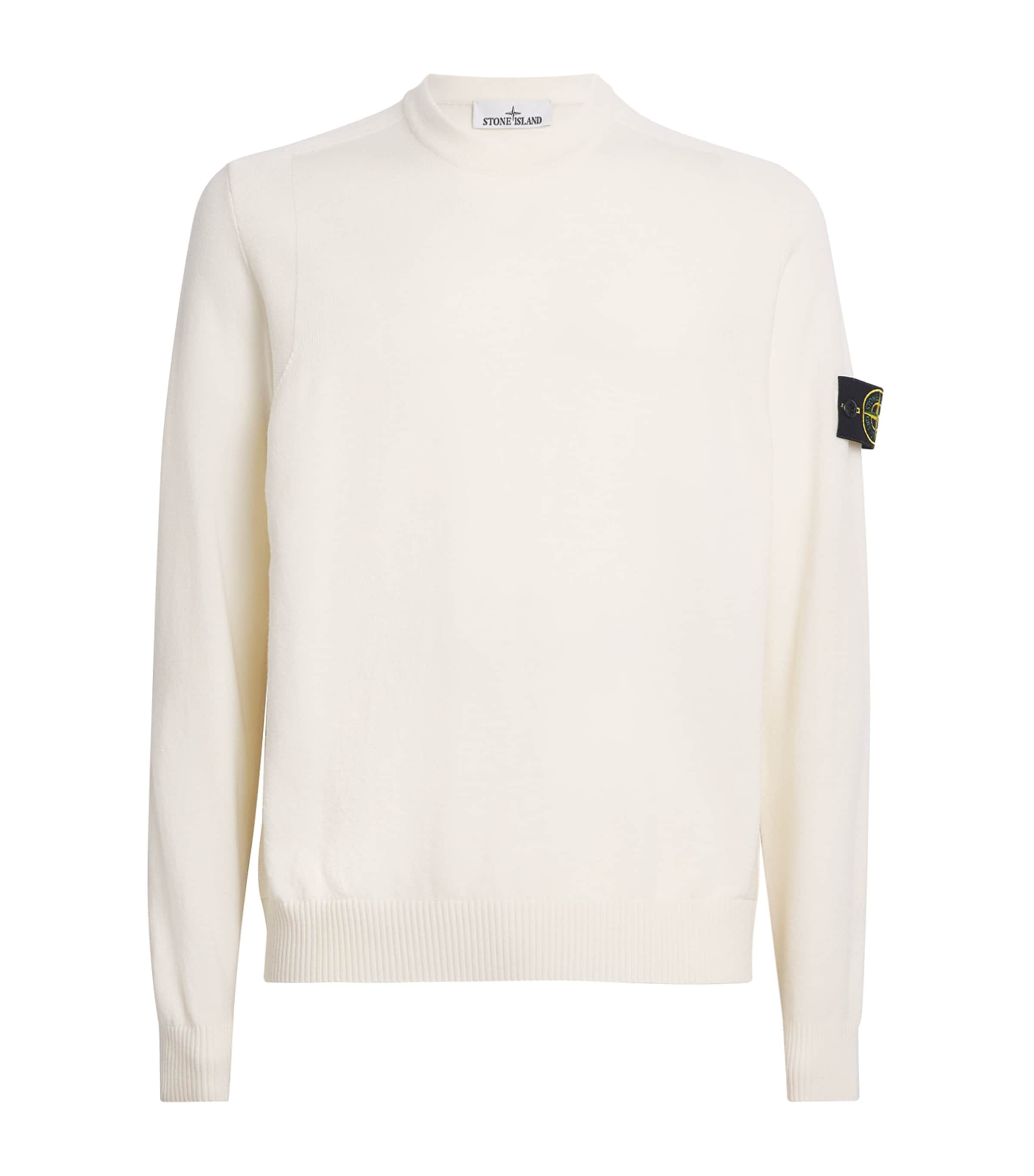 Stone Island Wool-blend Logo Patch Sweater In White