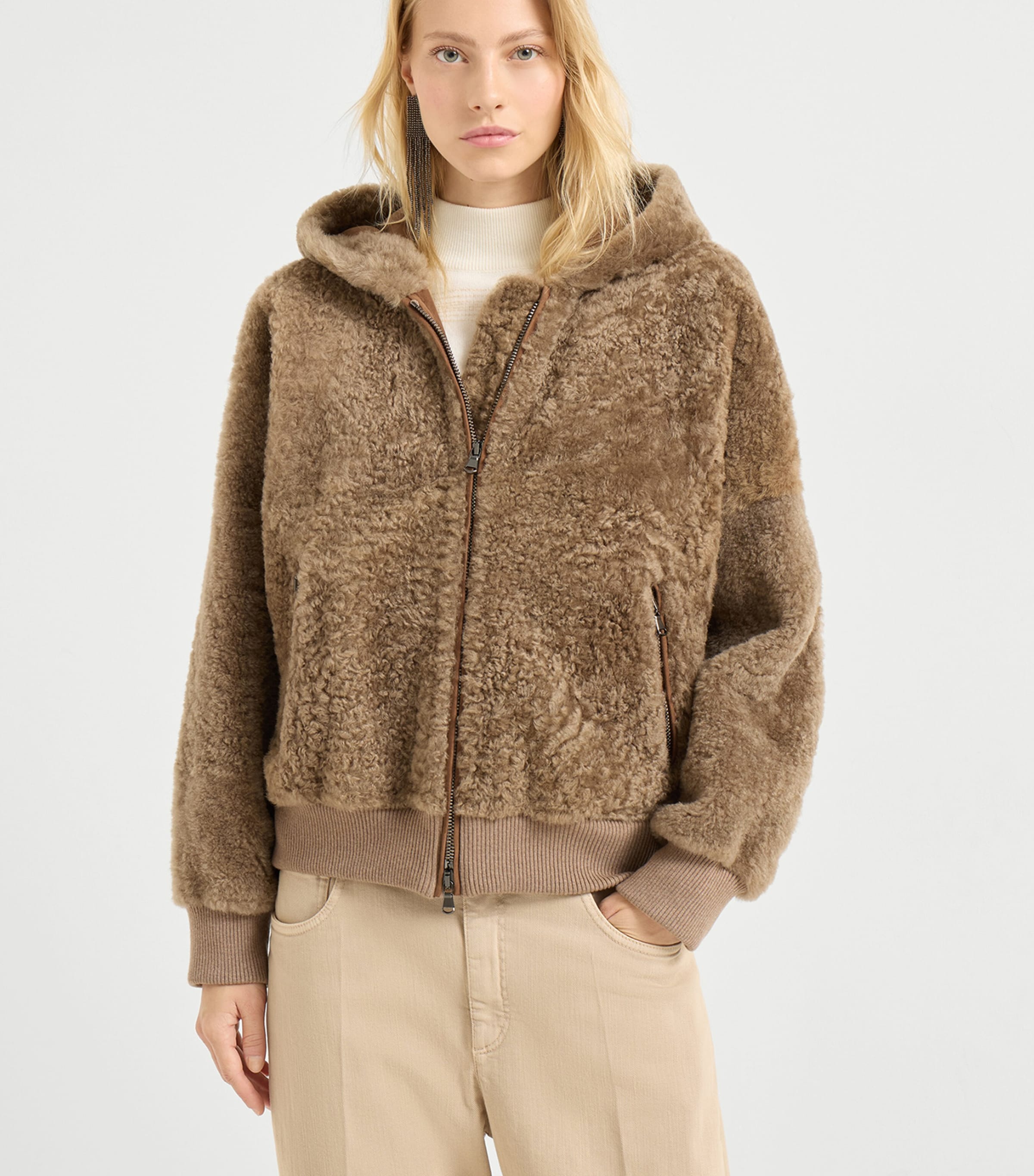 Shearling Zip-Up Hoodie C3666 Image 2