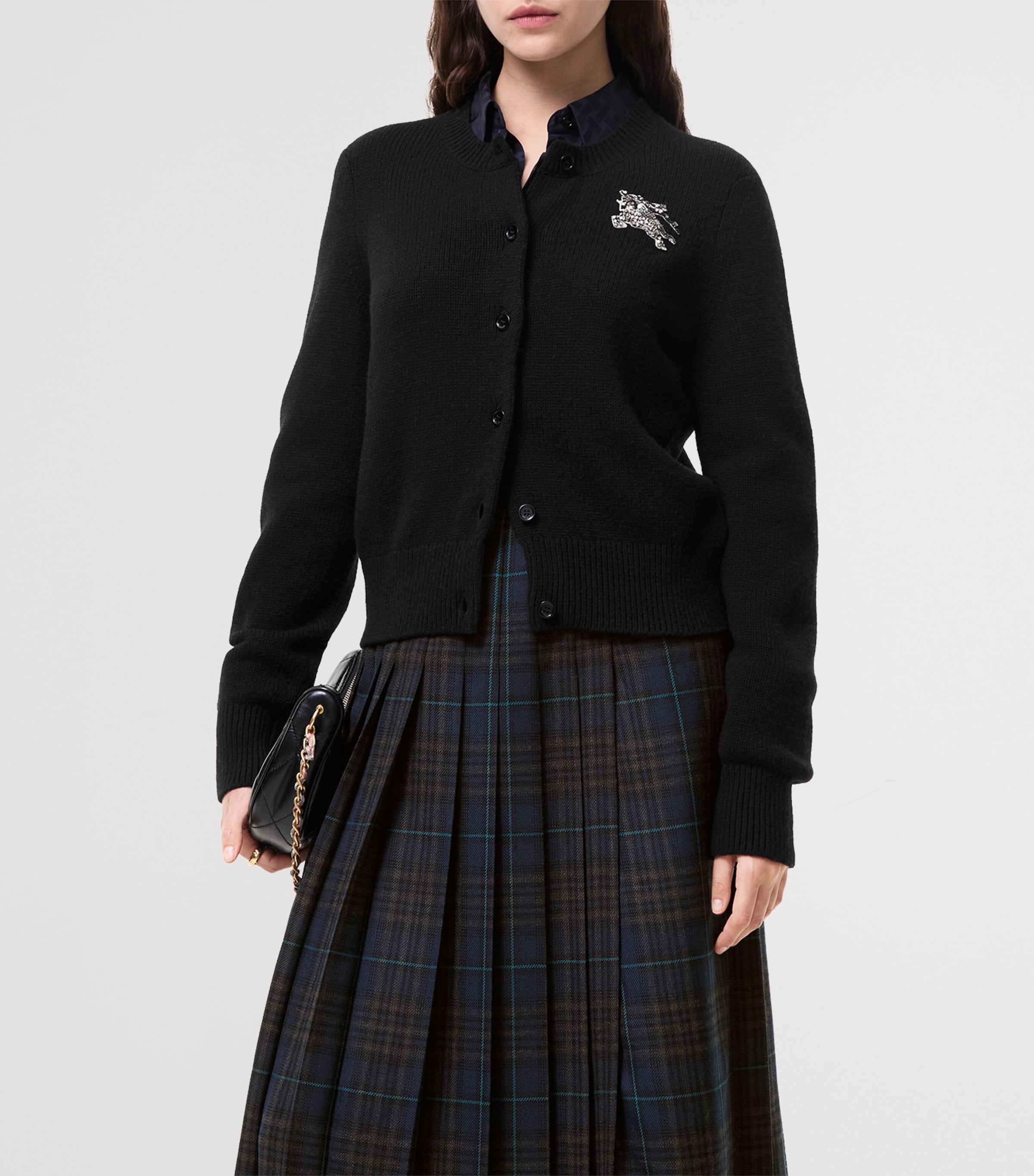Burberry Womens Wool-Cashmere EKD Cardigan Black Image 2