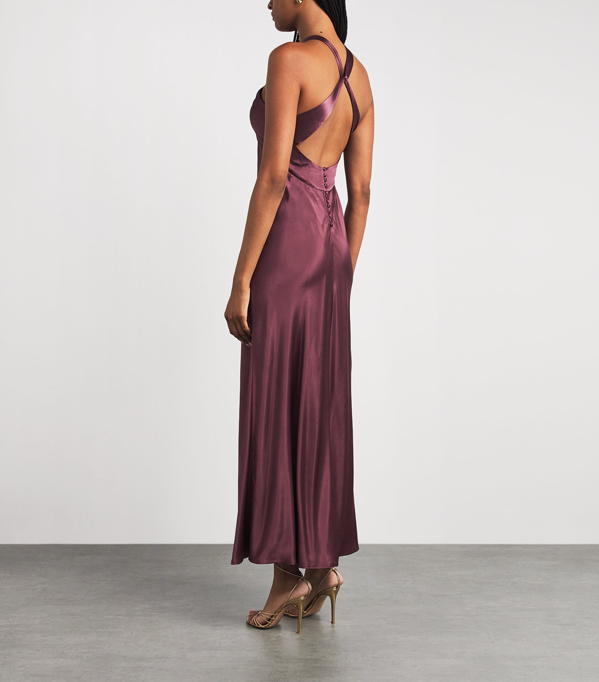 Rixo Womens Satin Losanna Maxi Dress Wine Image 4