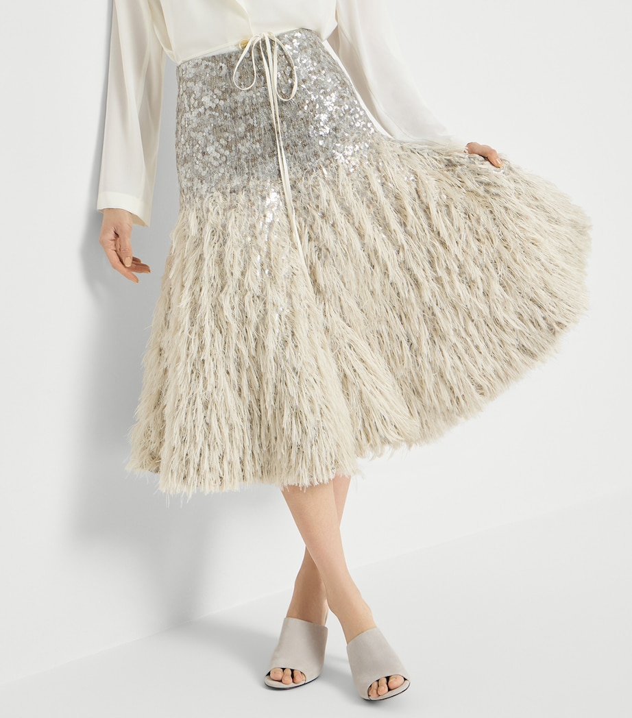 Brunello Cucinelli Womens Dazzling Fil Coupé Midi Skirt Image 4