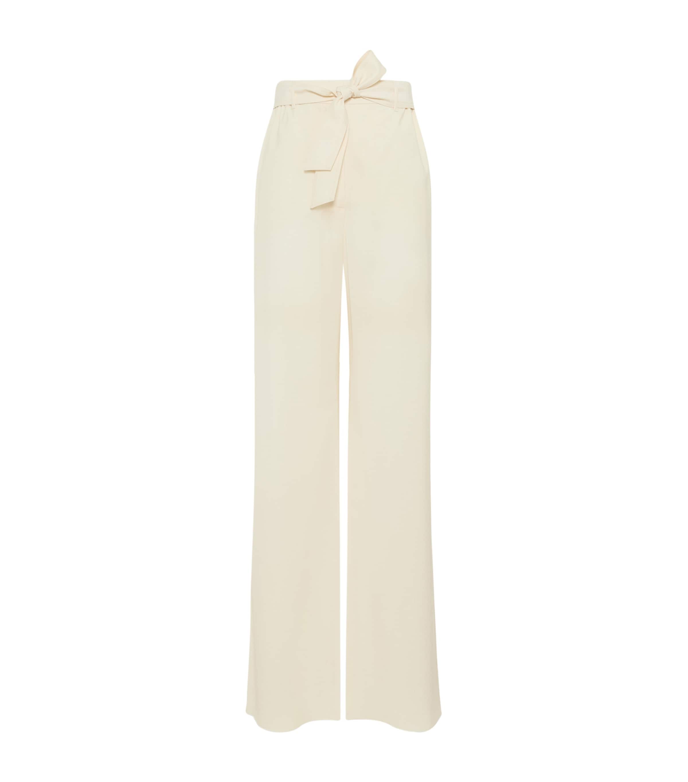 Max Mara Womens Virgin Wool Wide-Leg Trousers Ivory Image 1
