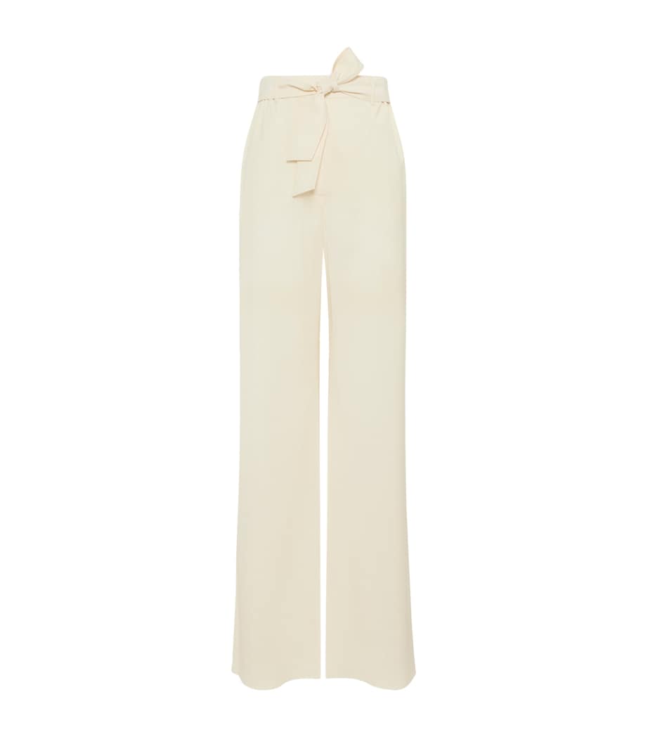 Max Mara Womens Virgin Wool Wide-Leg Trousers Ivory Image 1