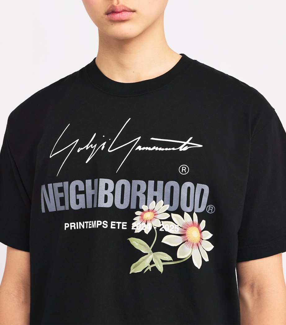 Yohji Yamamoto Mens x Neighborhood Cotton Graphic T-Shirt Black Image 6