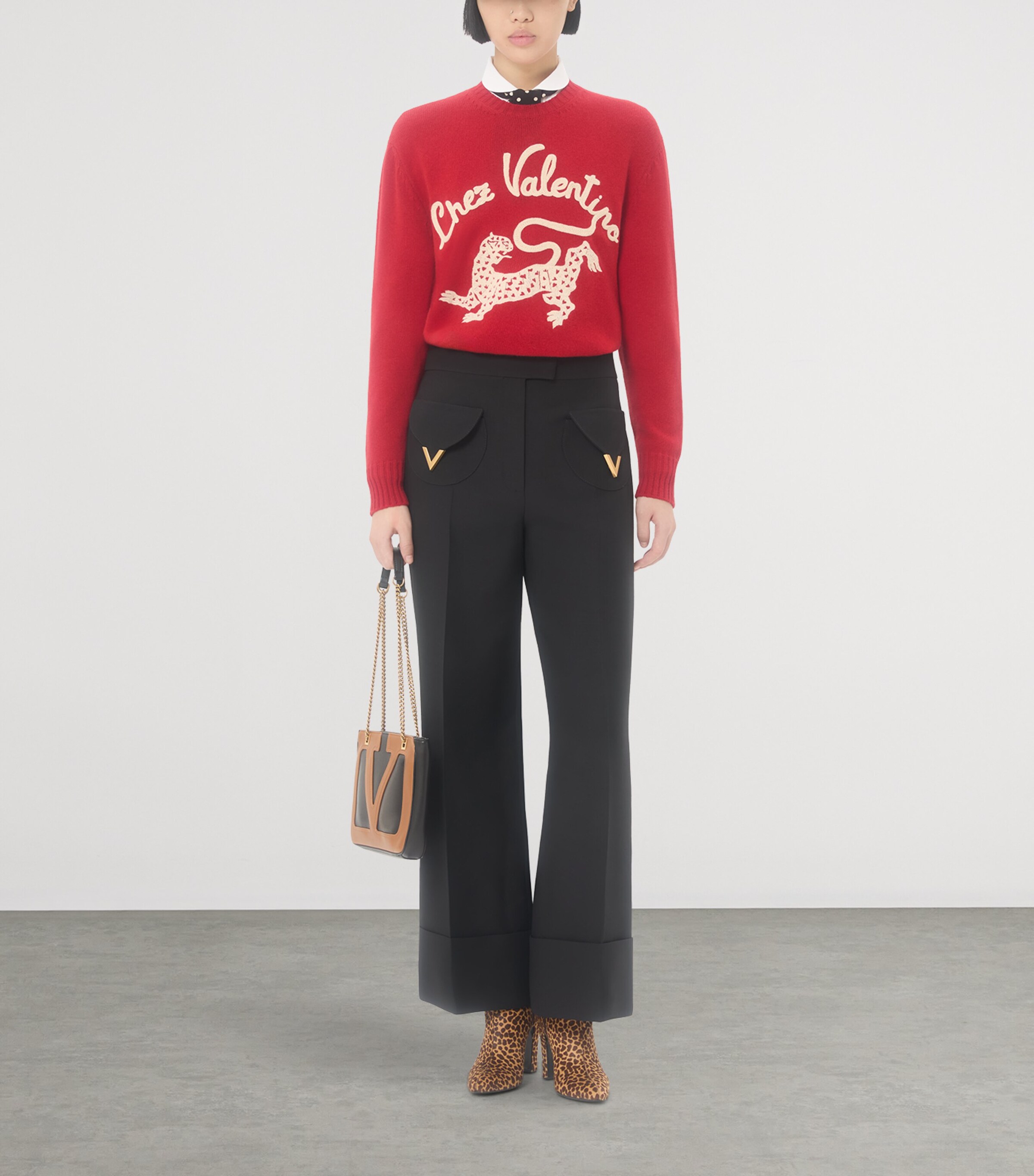 Valentino Womens Silk Wide-Leg Trousers Image 5