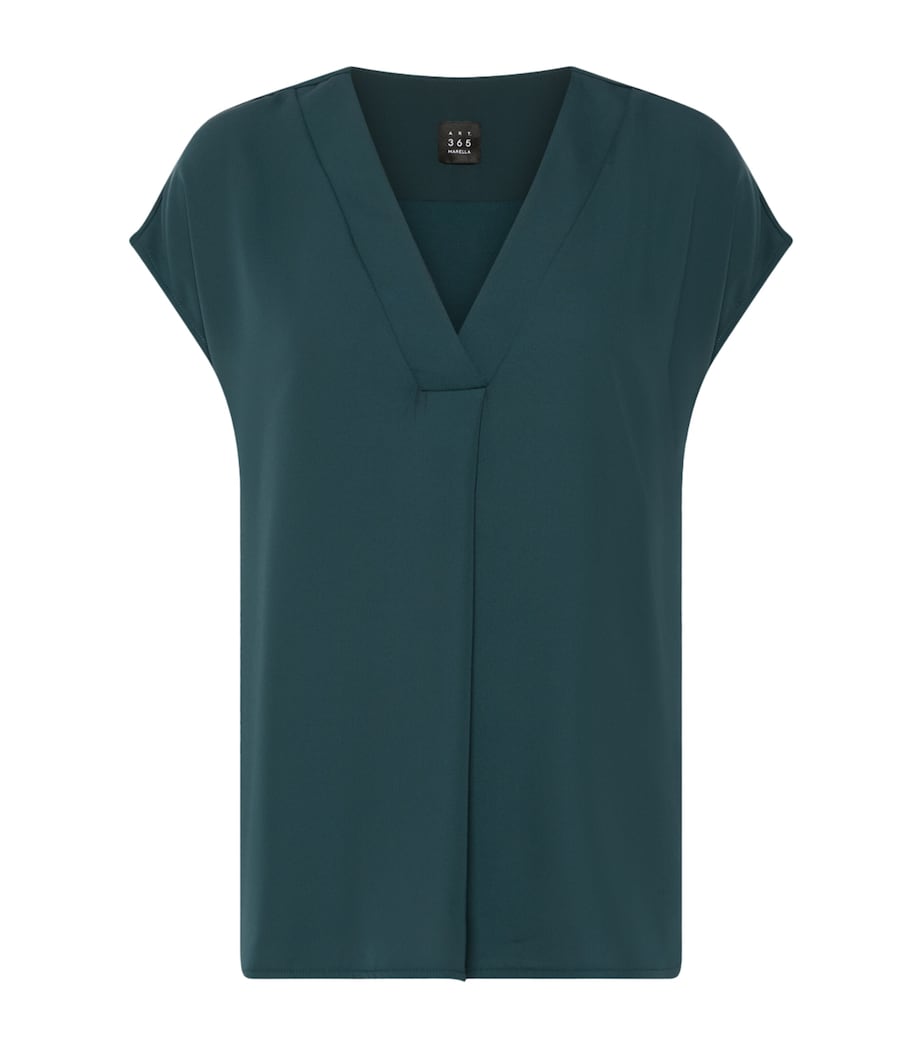 Marella Womens Satin V-Neck Blouse Peacock Blue Image 1