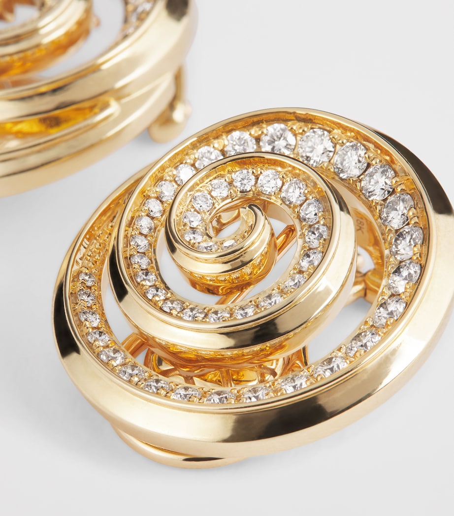 Yellow Gold and Diamond Spiral Stud Earrings YELLOW GOLD Image 6