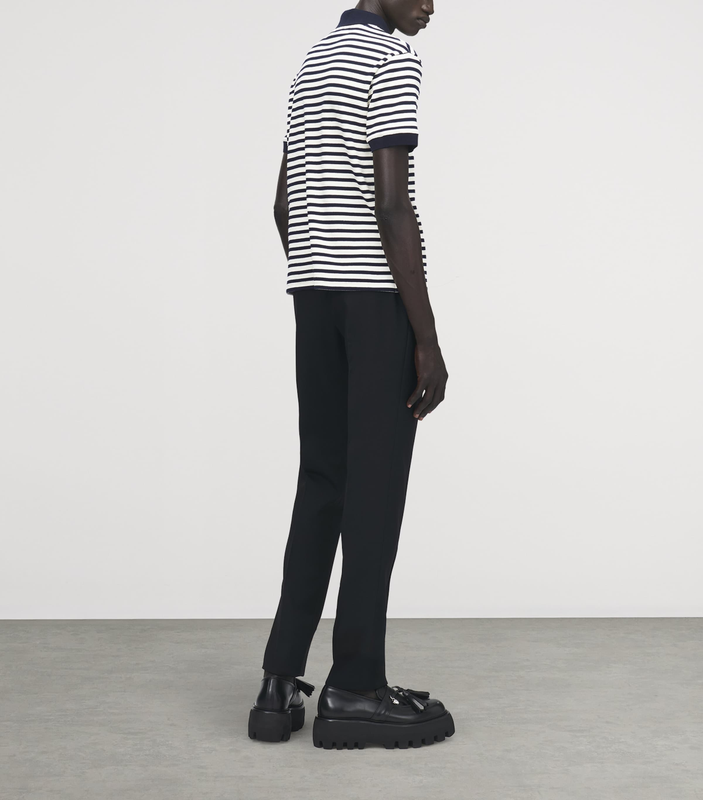 McQueen Mens Stripe Embroidered Polo Shirt Image 2
