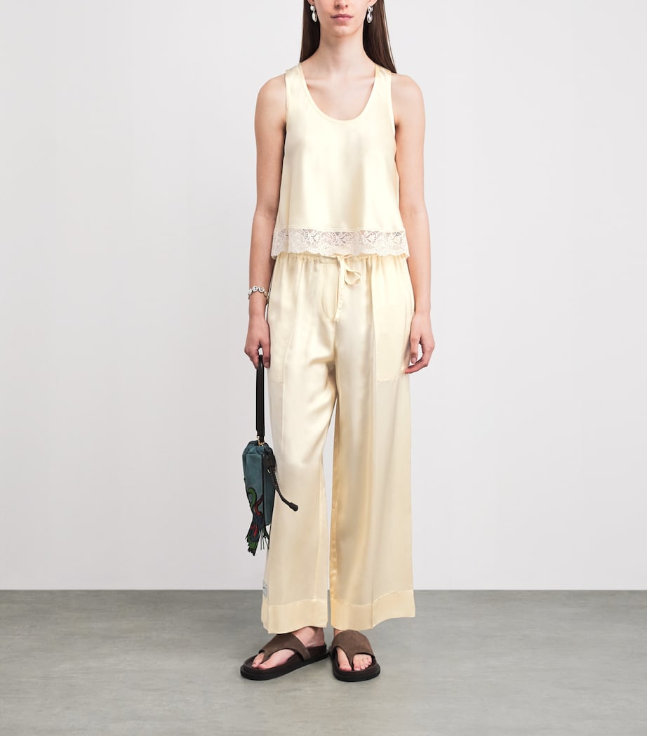 Sandro Paris Womens Satin Wide-Leg Trousers Light Yellow Image 2