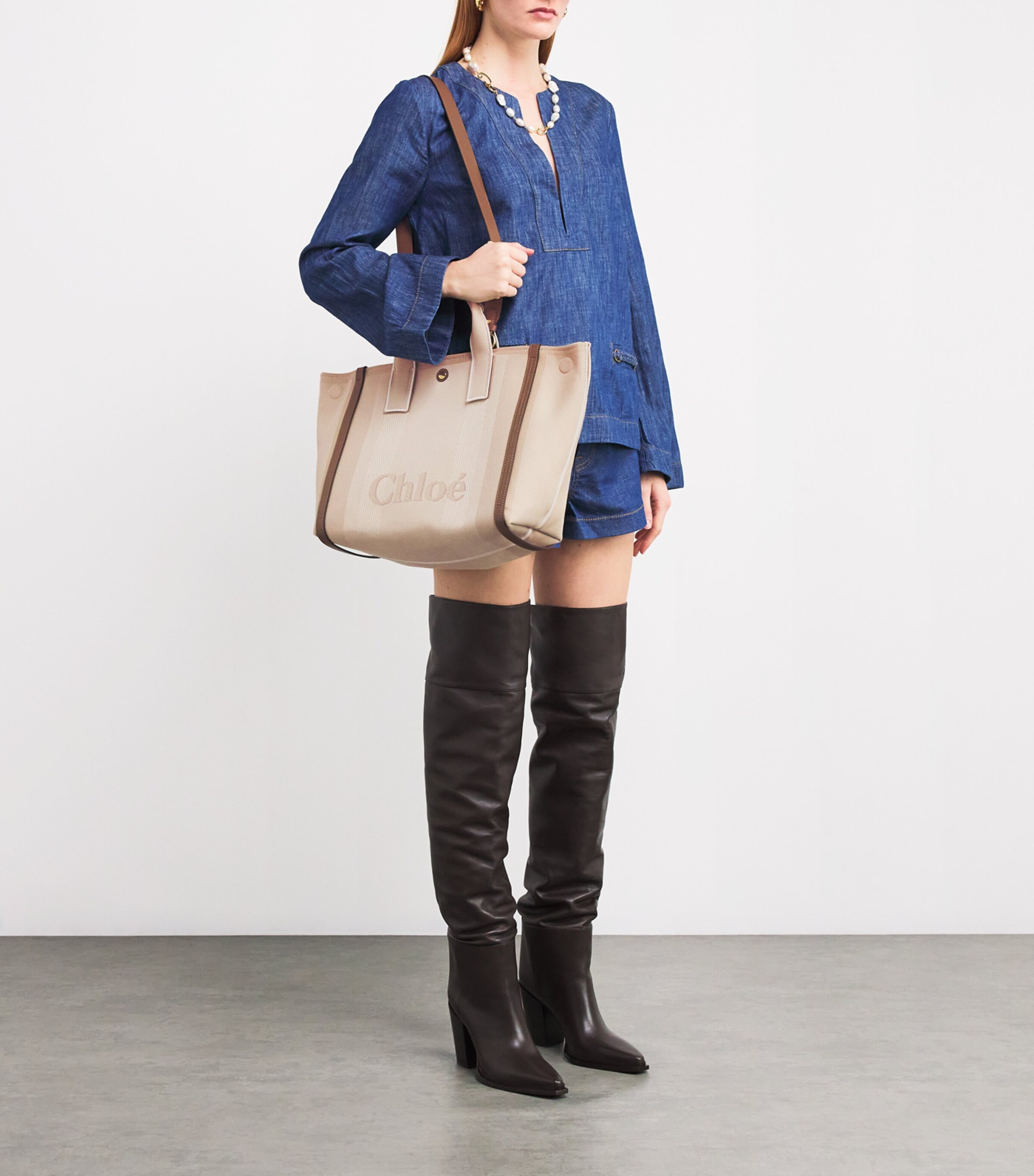 Medium Canvas Carry Tote Bag VEGETAL BEIGE Image 2