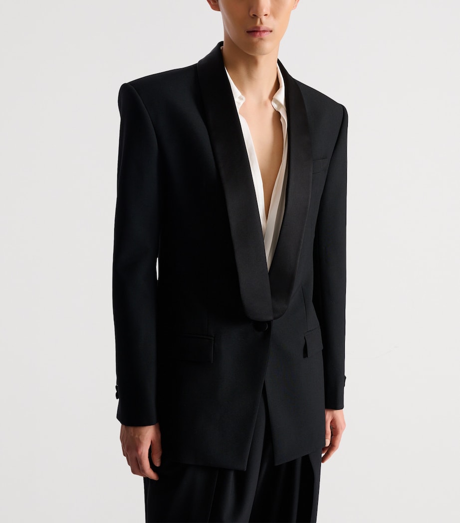 Balmain Mens Wool Shawl-Lapel Tuxedo Jacket Eap Noir/noir Image 5