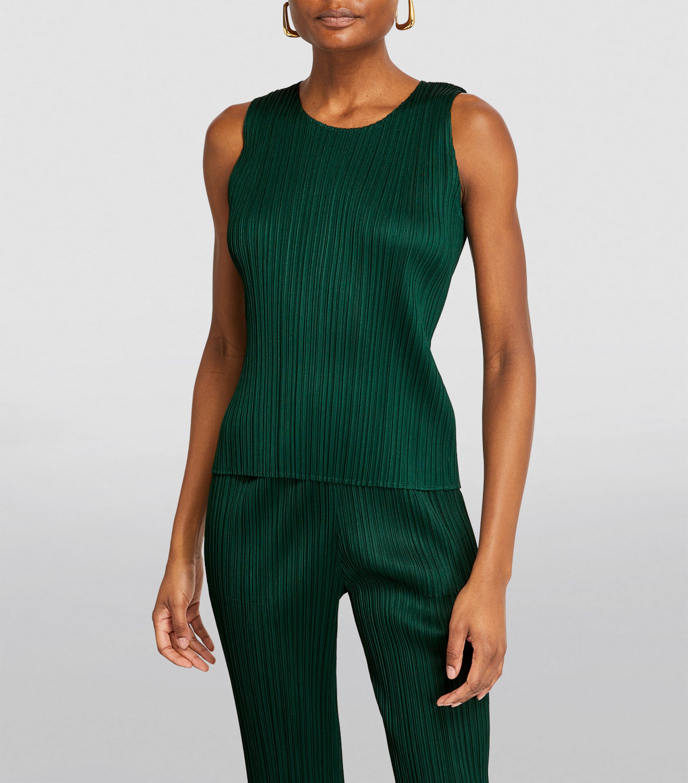 トップス UNOF PLEATS TANK TOP Pleats Please Issey Miyake Green Sleeveless New Colorful