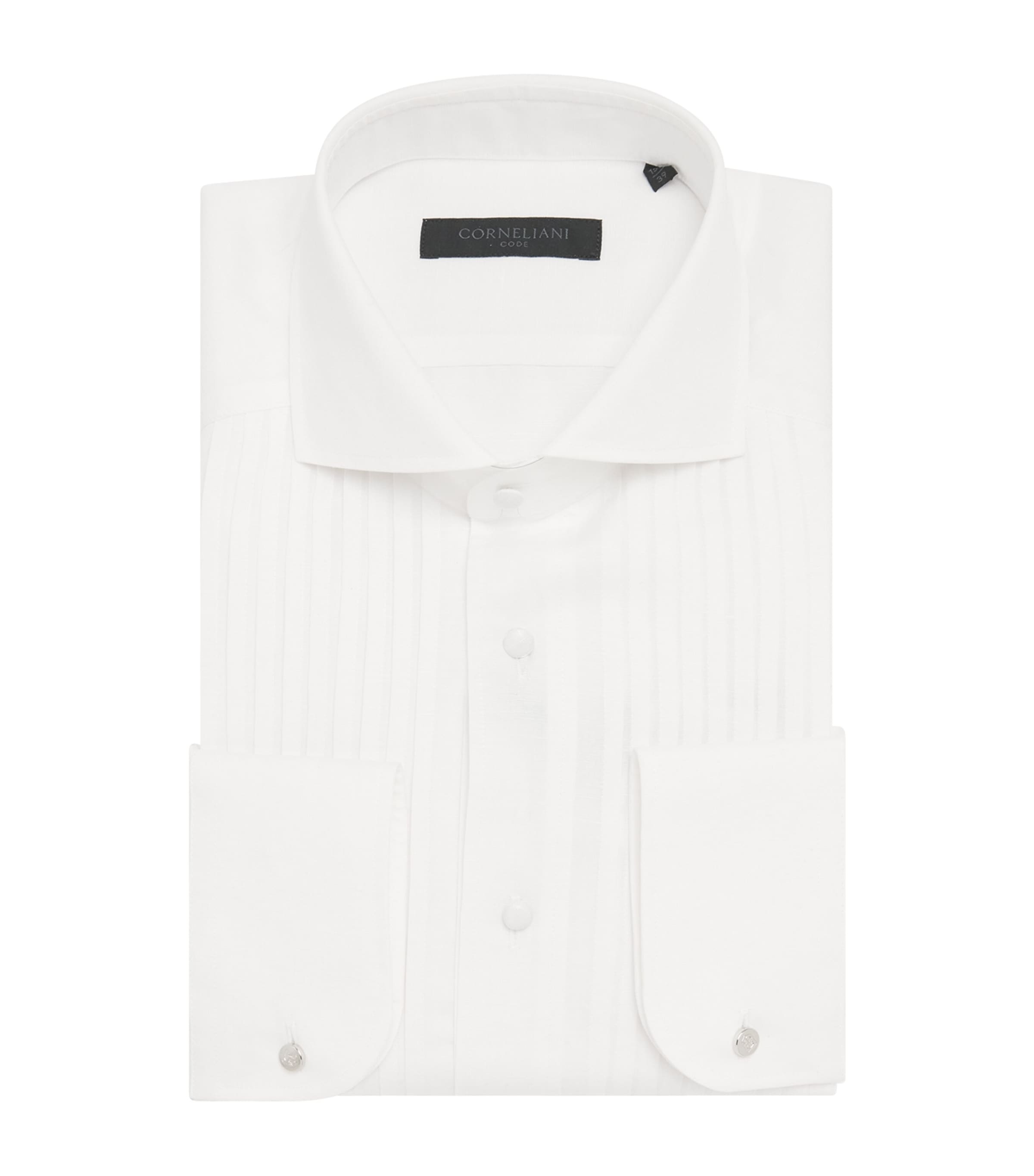Corneliani Linen-cotton Code Cocktail Bib Formal Shirt In White