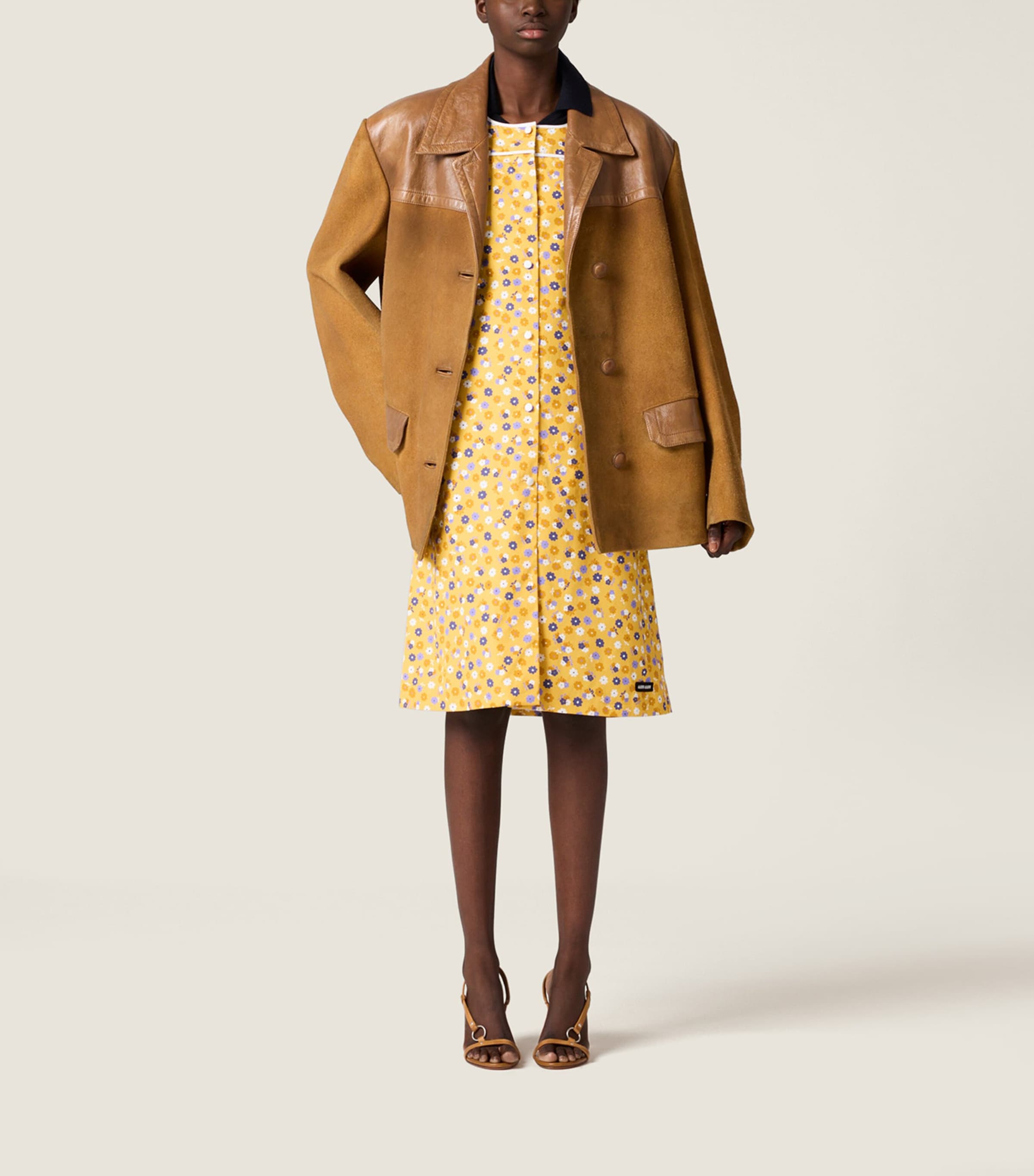 Miu Miu Womens Cotton Poplin Floral Midi Dress Image 2