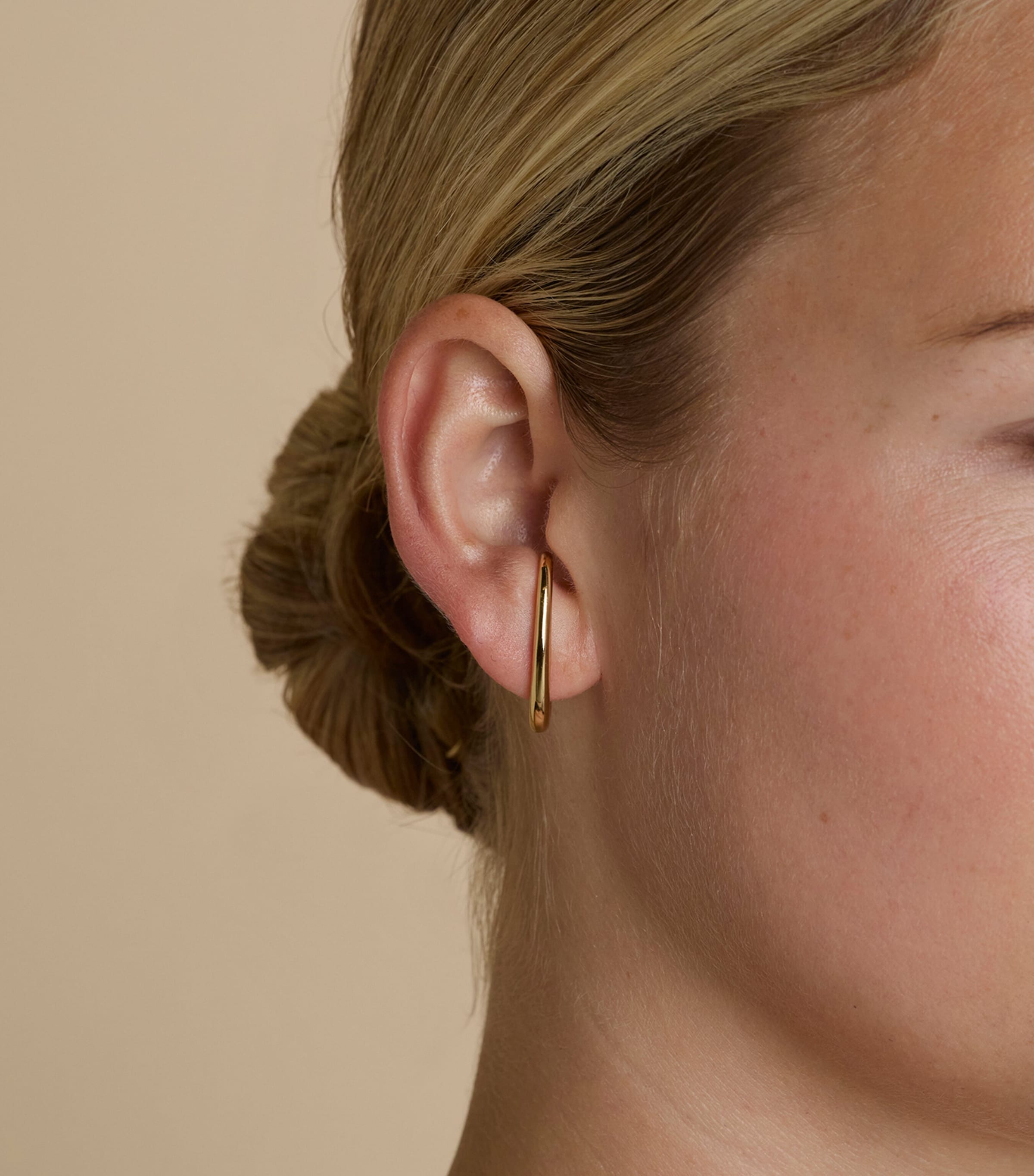 Yellow Gold-Plated Silver Orbit Dome Stud Earrings GOLD Image 2
