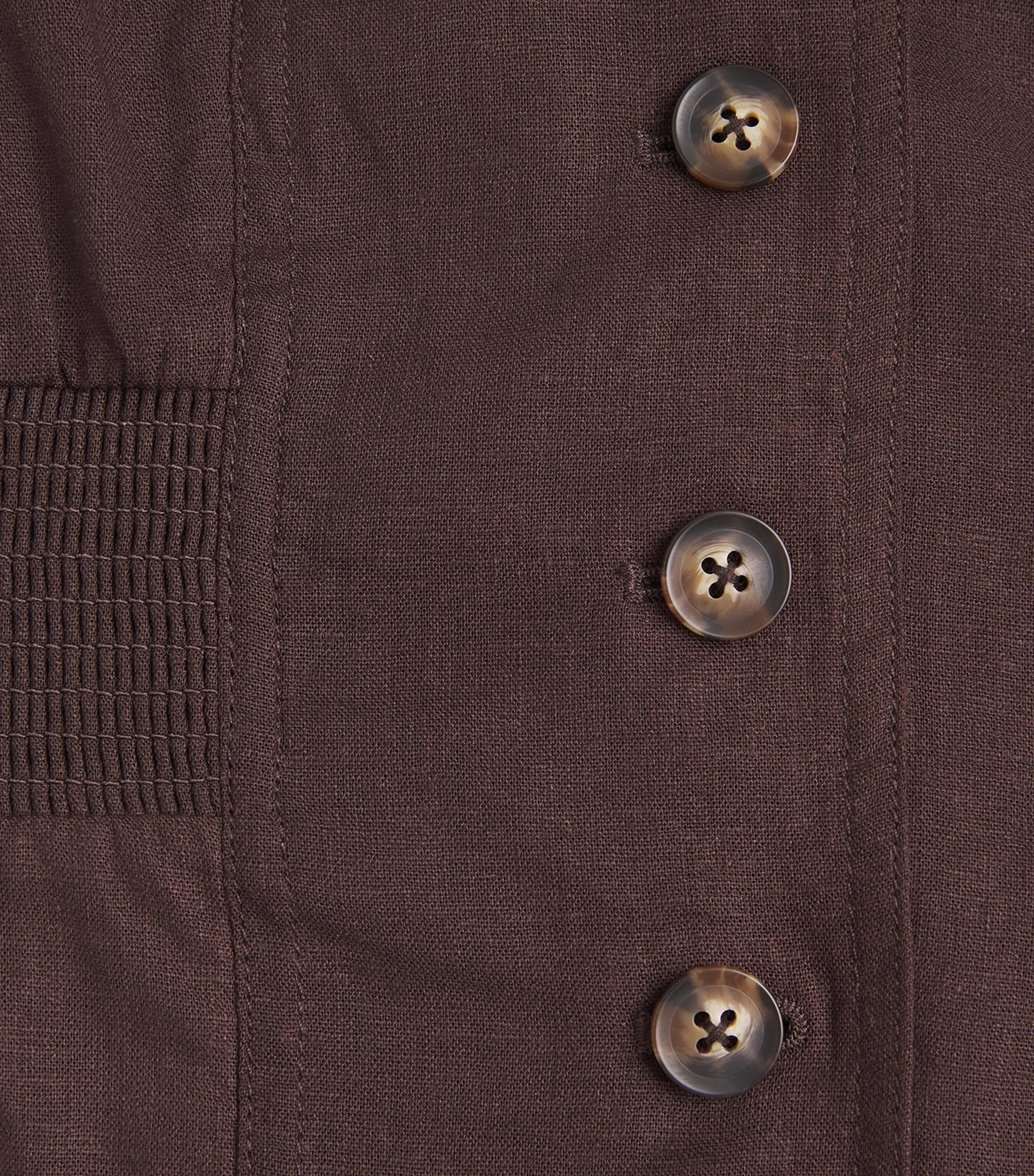 ME+EM Womens Linen-Blend Soft Sculpt Waistcoat Cocoa Brown Image 6