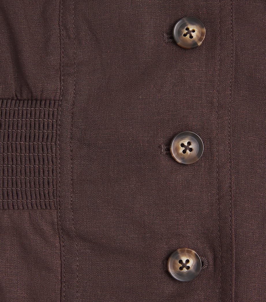 ME+EM Womens Linen-Blend Soft Sculpt Waistcoat Cocoa Brown Image 6