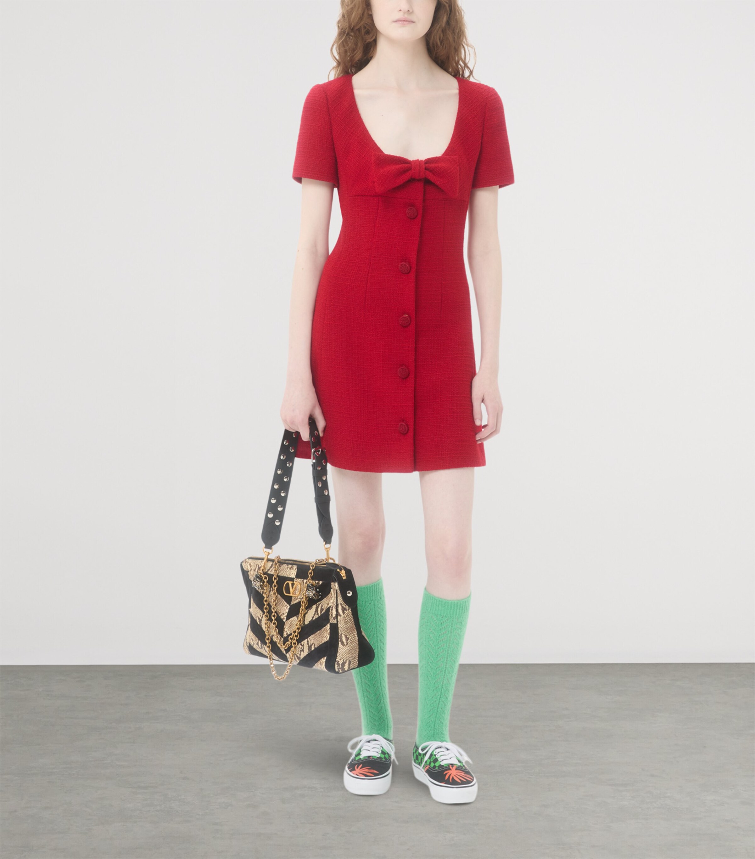 Virgin Wool Bow-Detail Mini Dress R9M Image 5