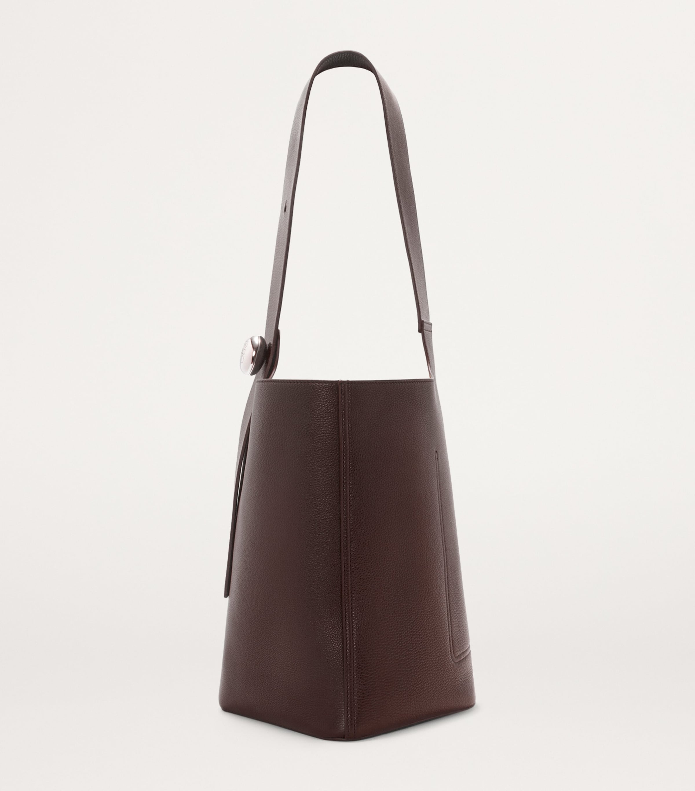 Large Leather Pebble Bucket Bag OXBLOOD Image 4