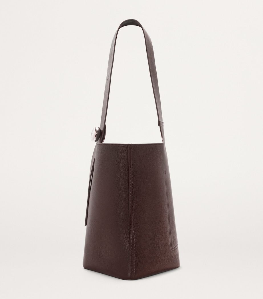 Large Leather Pebble Bucket Bag OXBLOOD Image 4