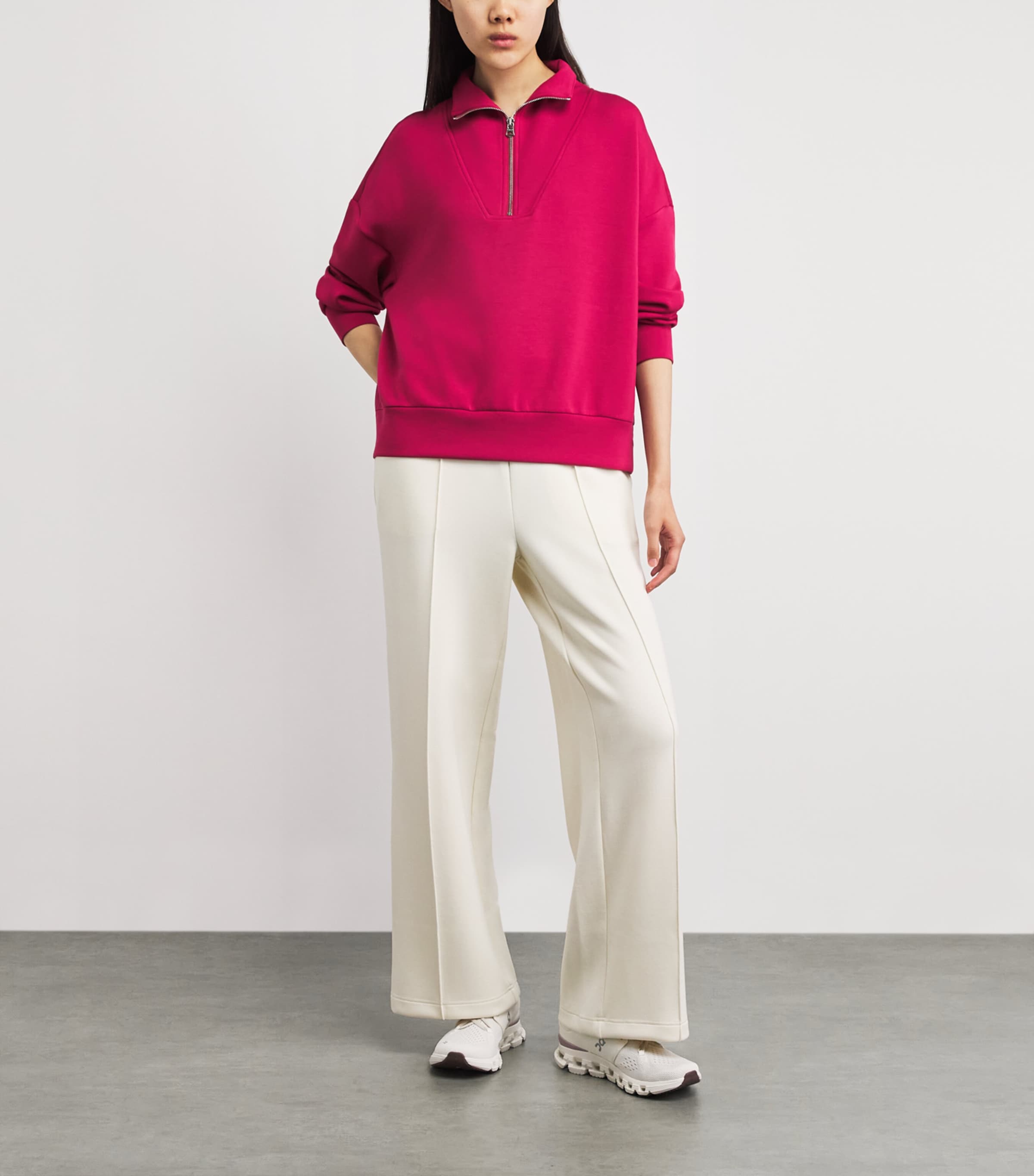 Varley Womens DoubleSoft Hawley Half-Zip Sweatshirt Rich Raspberry Image 2