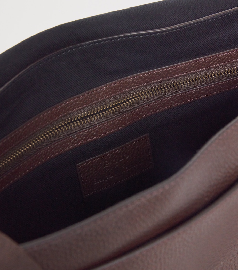 Polo Ralph Lauren Pebbled Leather Messenger Bag Dark Brown Image 5
